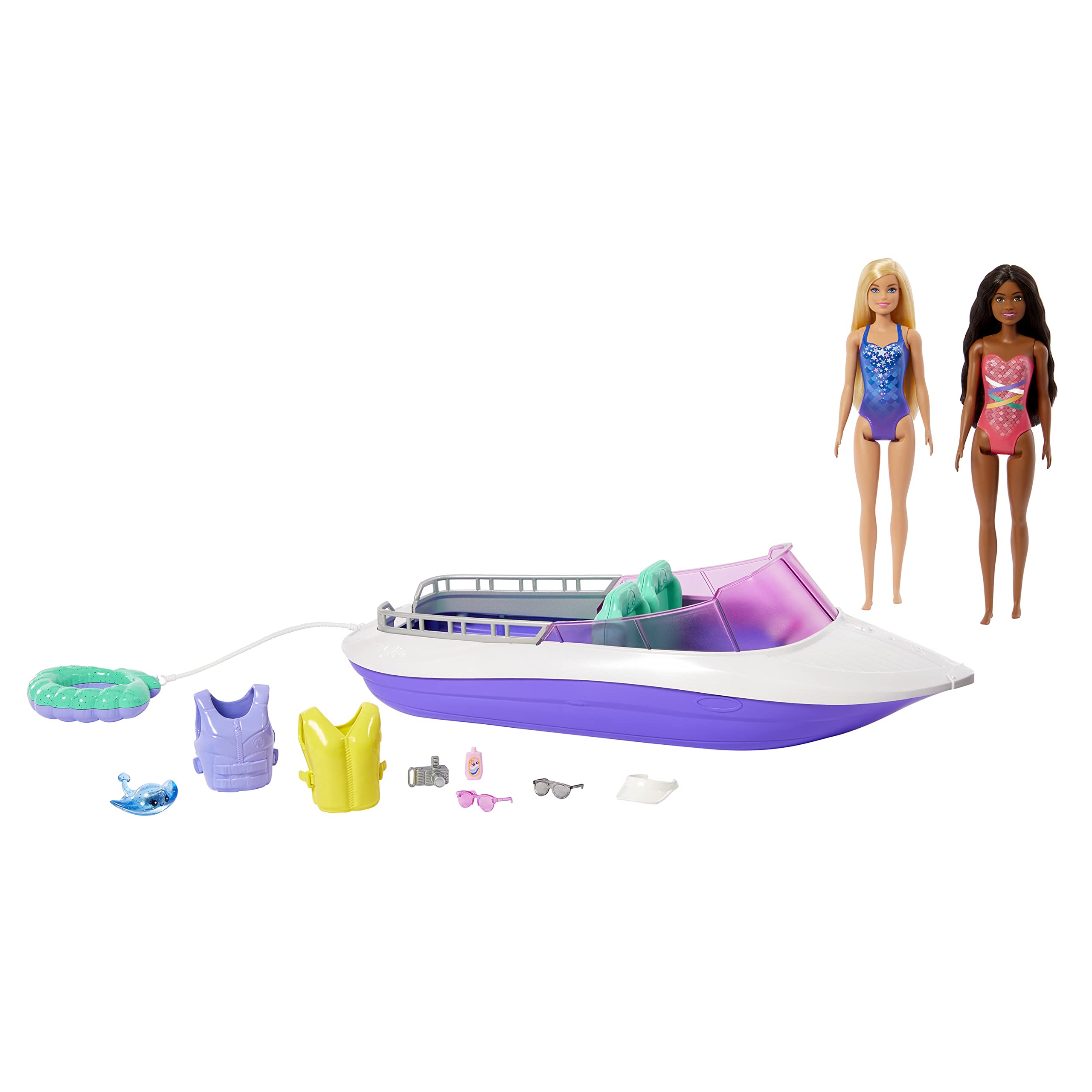 Barbie Mermaid Power Playset with 2 Barbie Dolls & 18-inch Floating Boat | Multicolor | HHG60