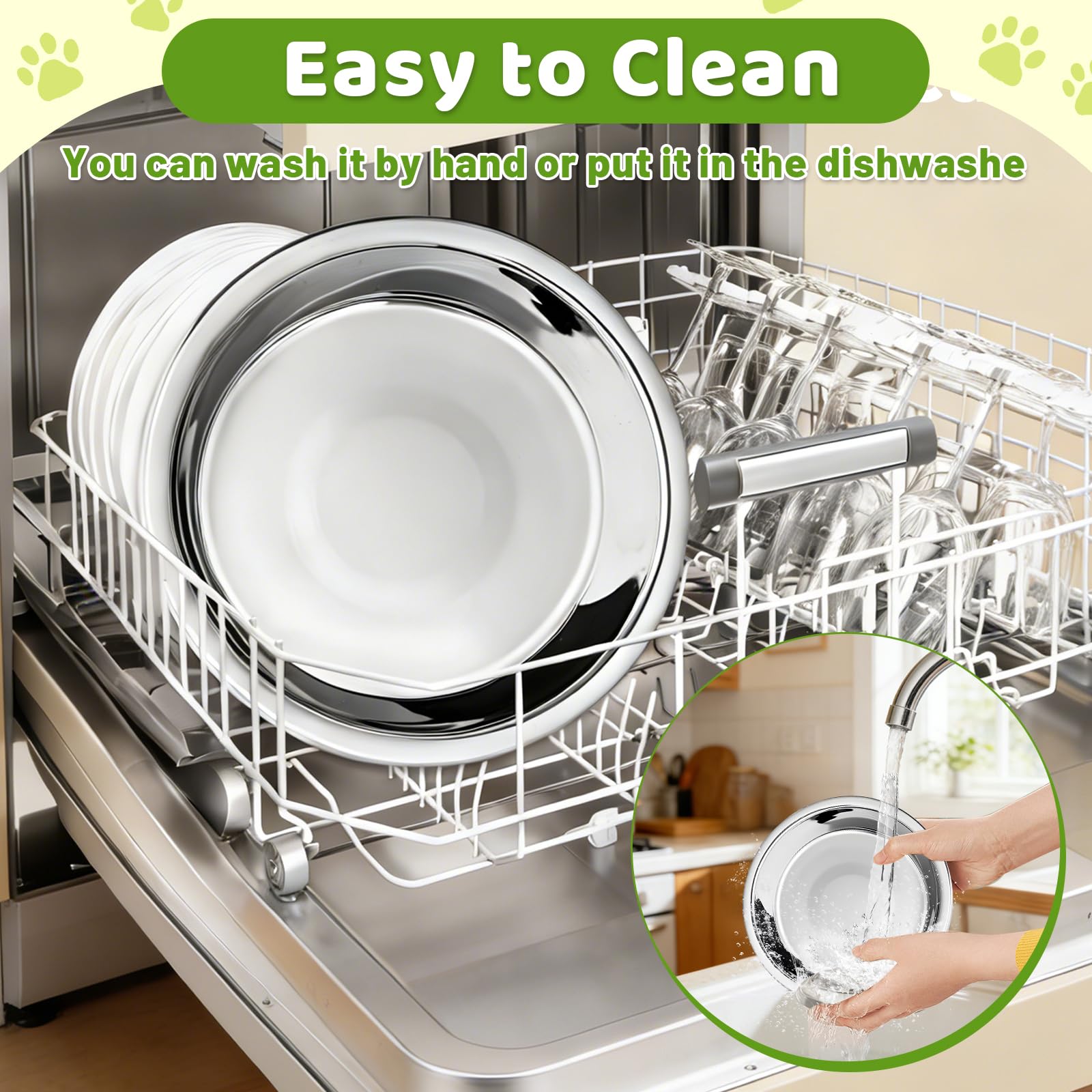 MOXYOY 3-Piece Stainless Steel Cat Food Bowls | 5.5-inch Diameter | Whisker Friendly