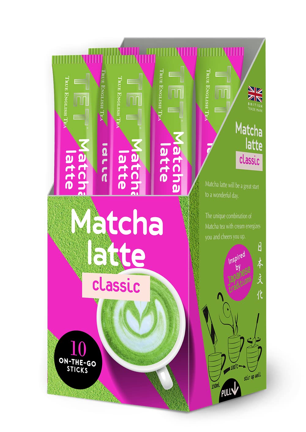 TET Matcha Latte Classic Green Tea Drink Powder Sticks | 10 x 10g Sticks | Gluten-Free 1