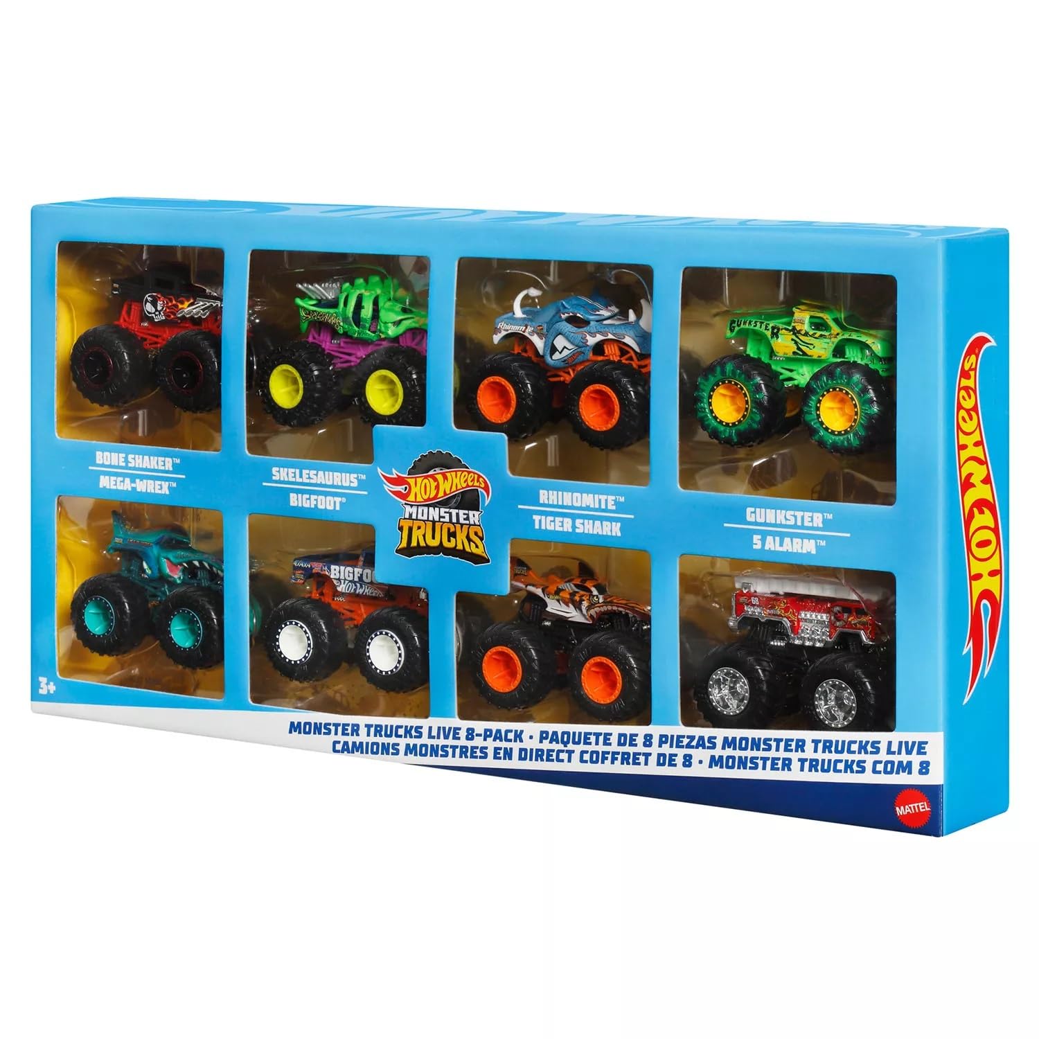 Hot Wheels Monster Trucks Live 8-Pack Set | 1:64 Scale Die-Cast Trucks | Ages 3+