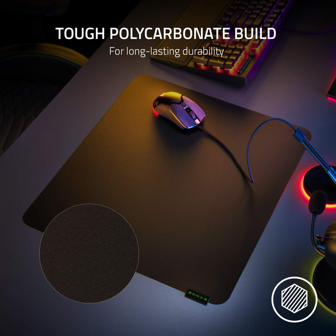 Razer Sphex V3 - Ultra-Thin Gaming Mouse Mat (Large, 0.4mm, Black, Polycarbonate, Adhesive Base)