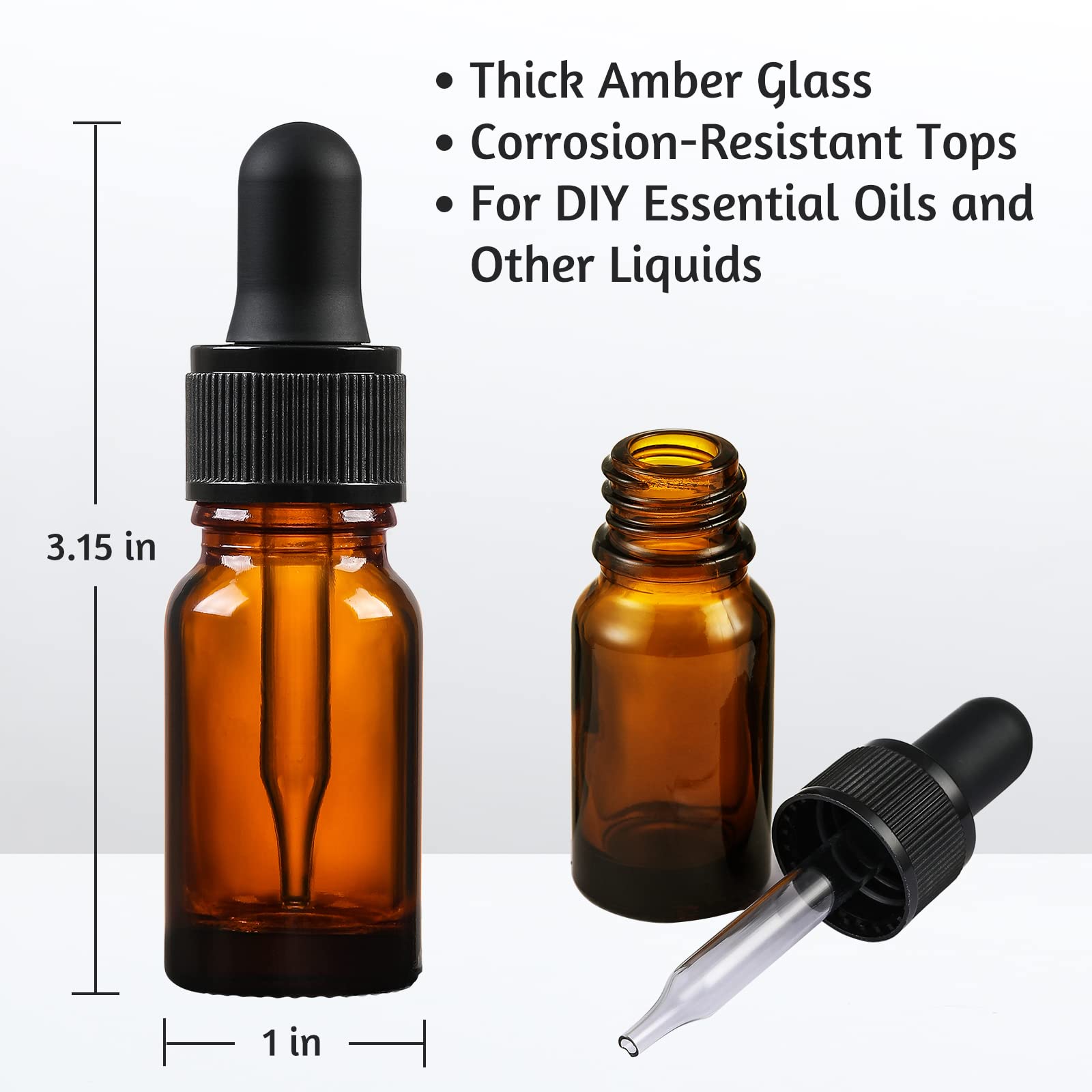 AOZITA 10ml Amber Glass Dropper Bottles - Leakproof, Travel Size | 4 Pack 3