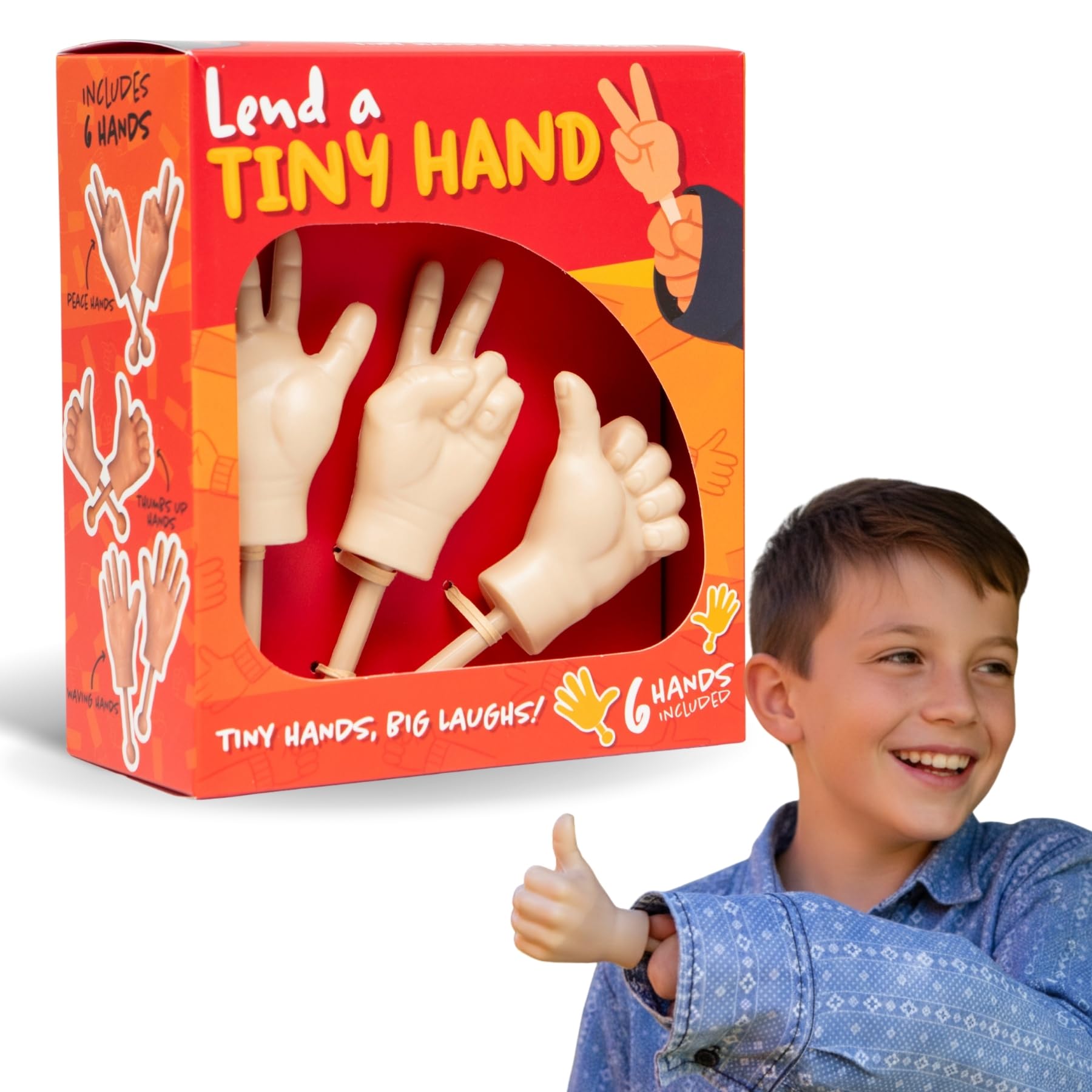 Boxer Gifts Tiny Hands on Sticks Prank - 3pk Peace, Thumbs Up, Waving | Plastic | Unisex Adult