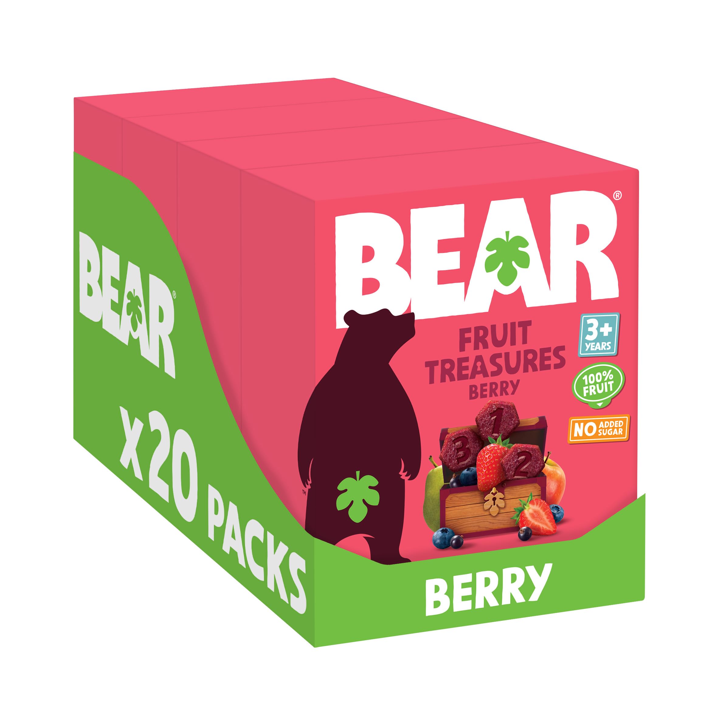 BEAR Fruit Treasures - 100% Natural Dried Fruit Snacks | Pack of 20 x 20g 1