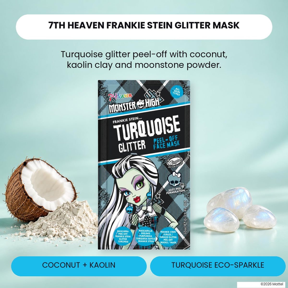 7th Heaven Monster High Frankie Stein Turquoise Glitter Peel-Off Face Mask - 10 ml