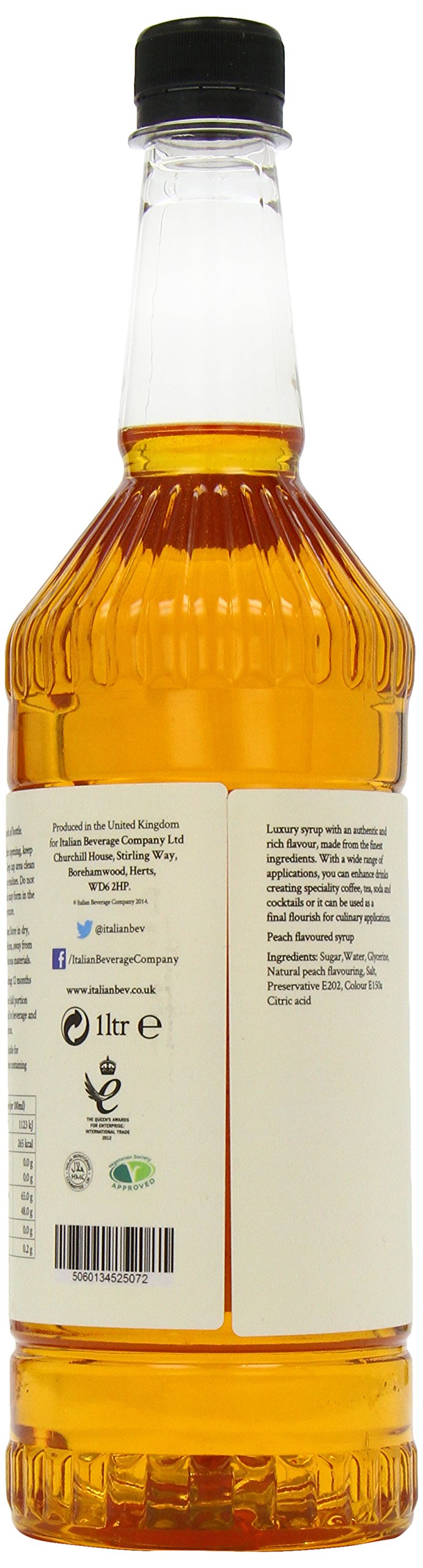 Simply Peach Syrup - Vegan & Nut Free Flavoured Syrup for Coffee and Cocktails | 1L 3