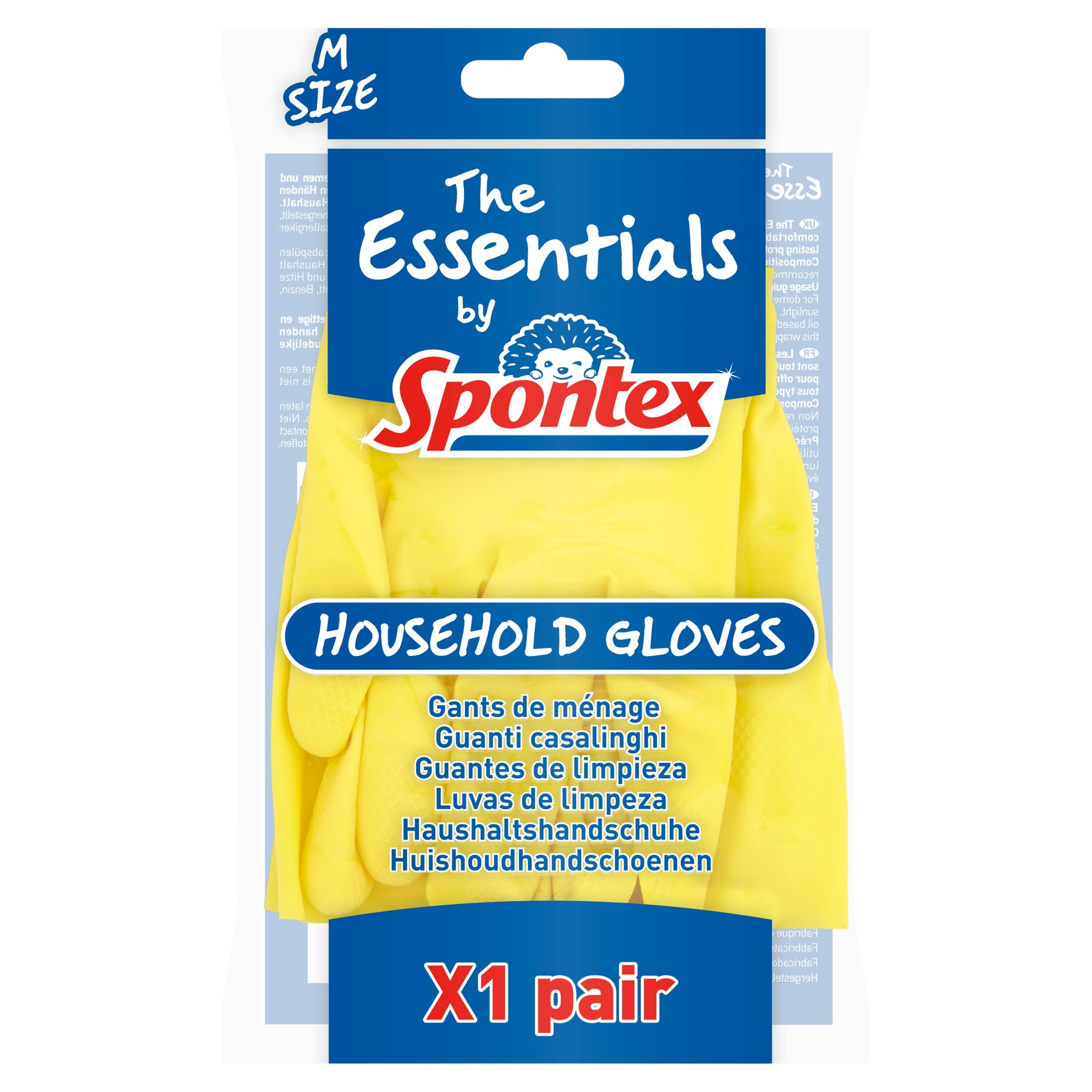 Spontex Essentials Household Gloves - Comfortable Protection | Medium Size | Pink or Yellow