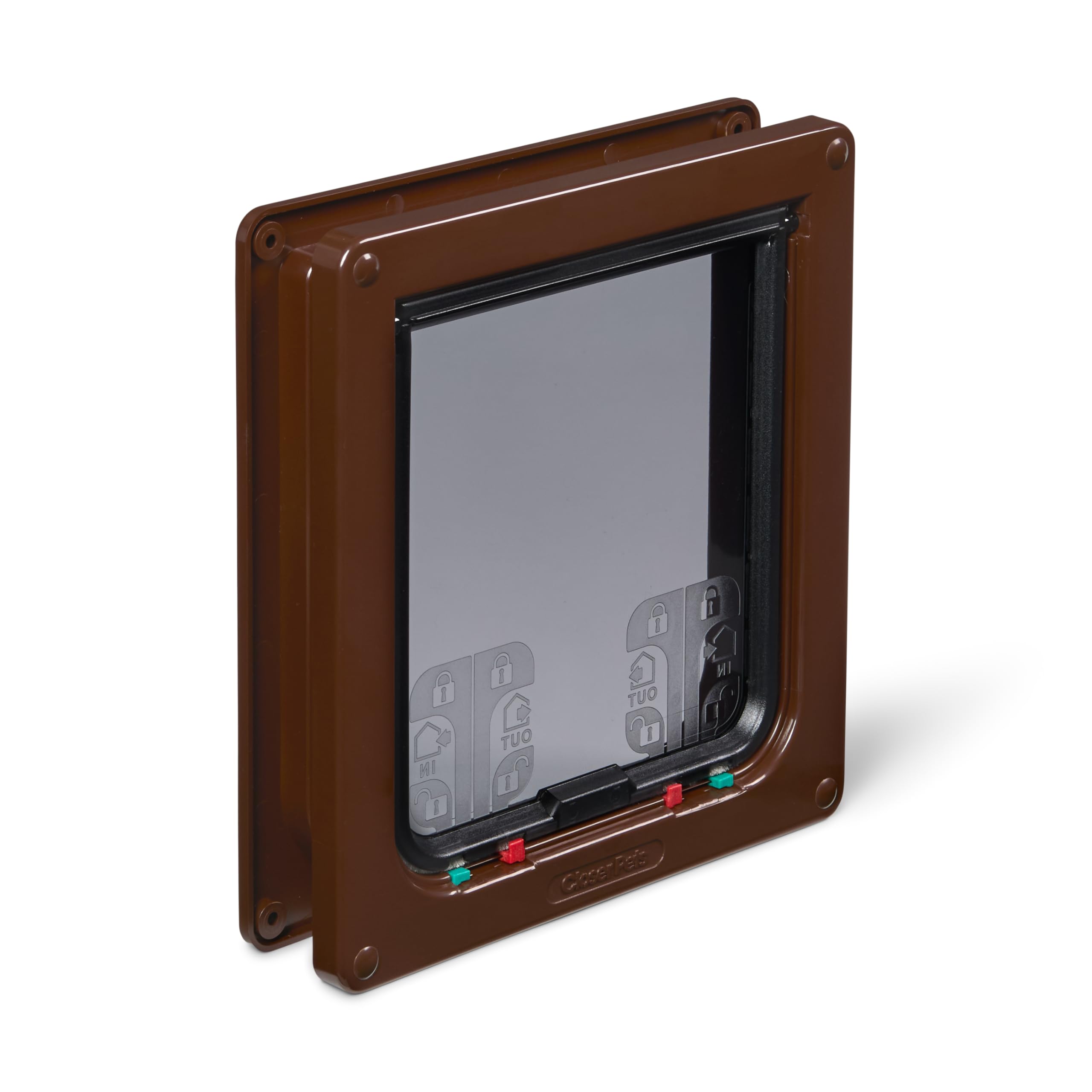 Cat Mate Large 4-Way Cat Flap | Secure Lock | For Large Cats & Small Dogs | Brown 4