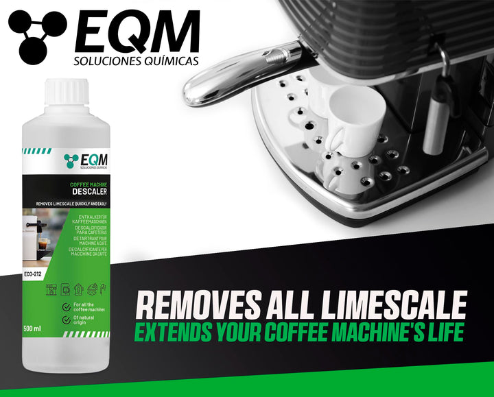 EQM ECO-212 Coffee Machine Descaler - 500 ml - 100% Natural Origin with Citric Acid