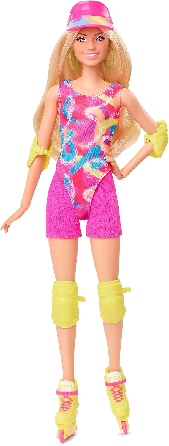 Barbie THE MOVIE Margot Robbie Skate Look Doll - Neon Pink Inline Skating Outfit 1
