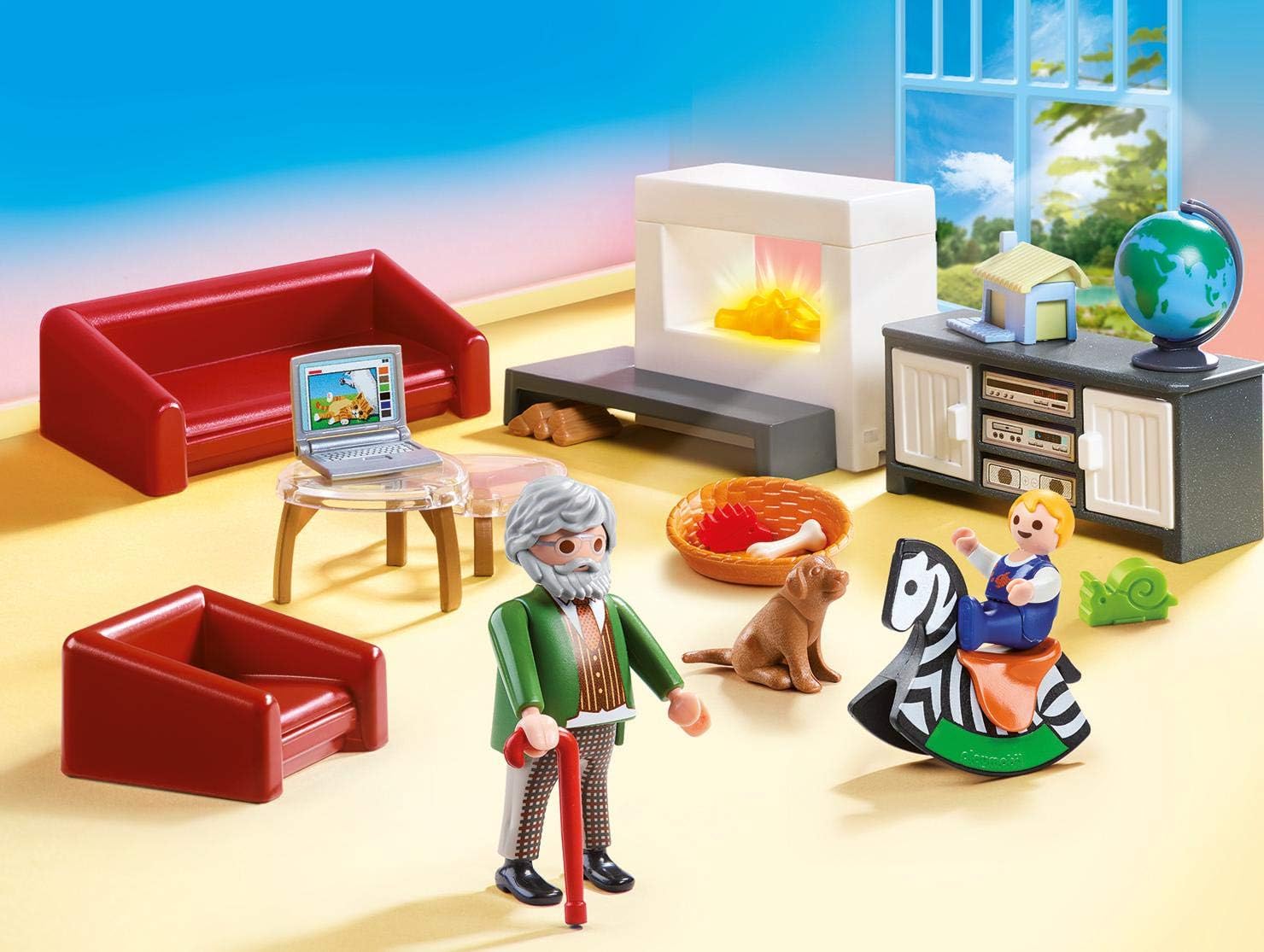 Playmobil 70207 Dollhouse Living Room with Fireplace - Light-Up Playset for Ages 4+ 4