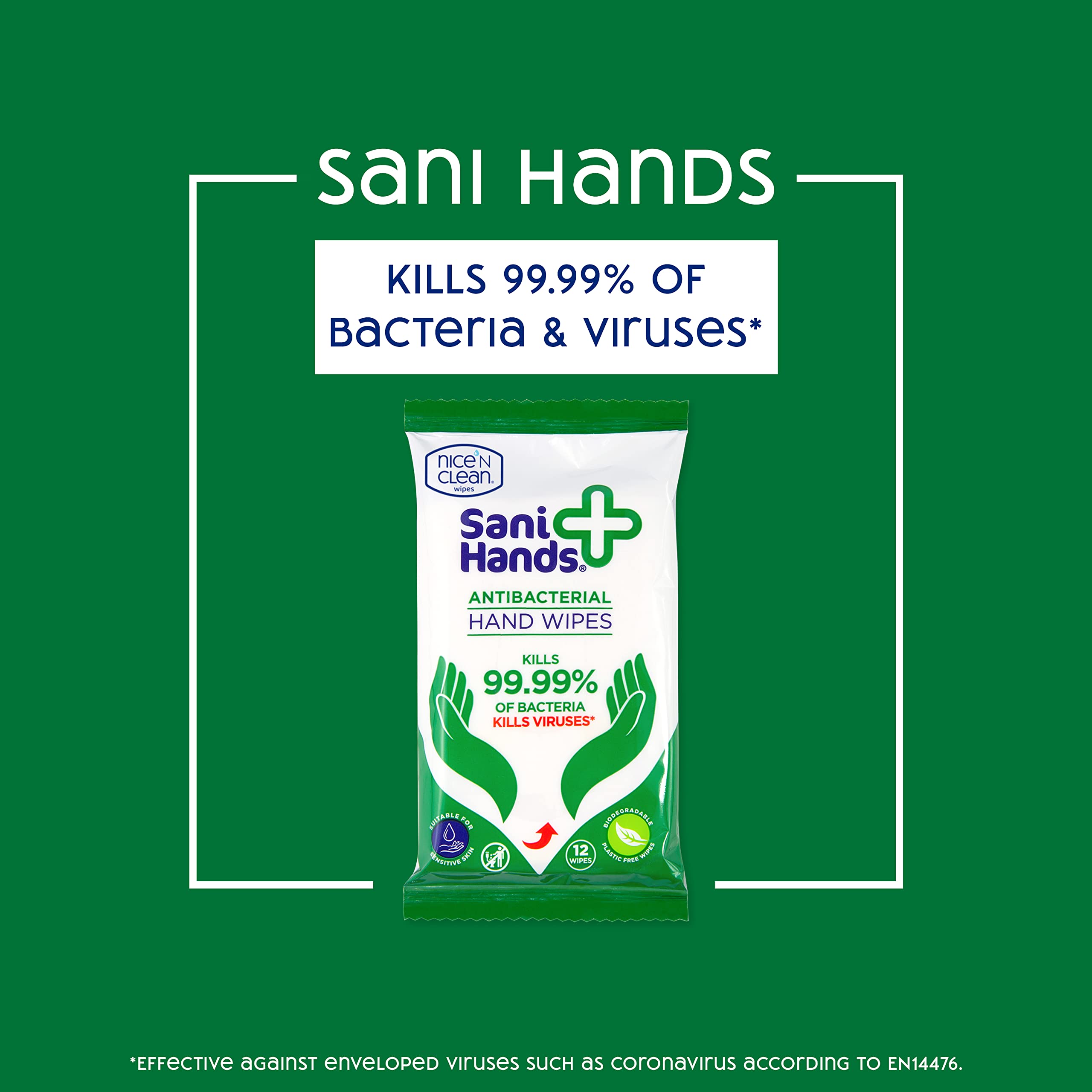 Sani Hands Anti-bacterial Hand Wipes - 120 Count (10 Pack) | Biodegradable | Vitamin E & Aloe Vera 8