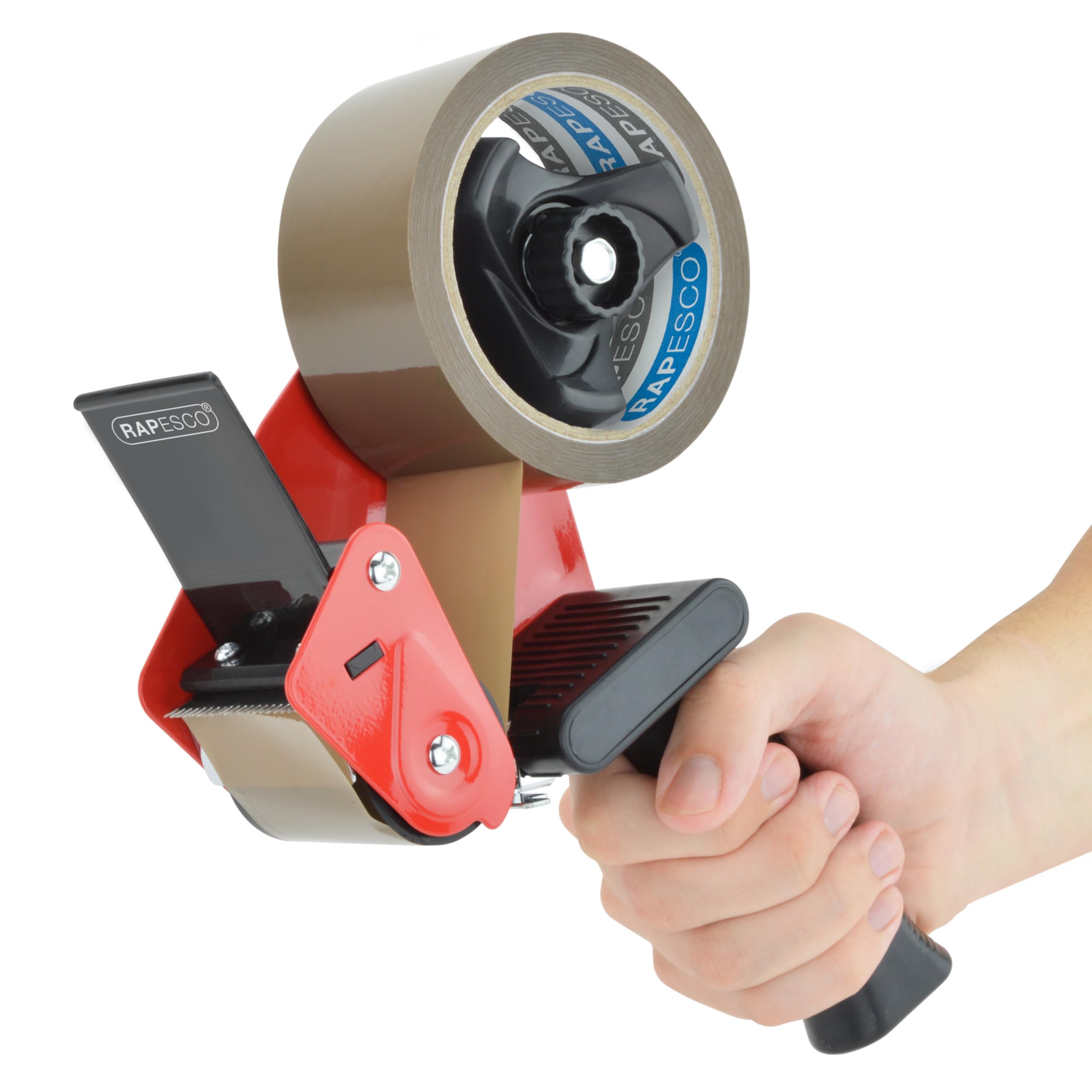 RAPESCO 1683 Germ-Savvy Antibacterial Packaging Tape Dispenser with 1 Roll | Heavy-Duty Steel Construction