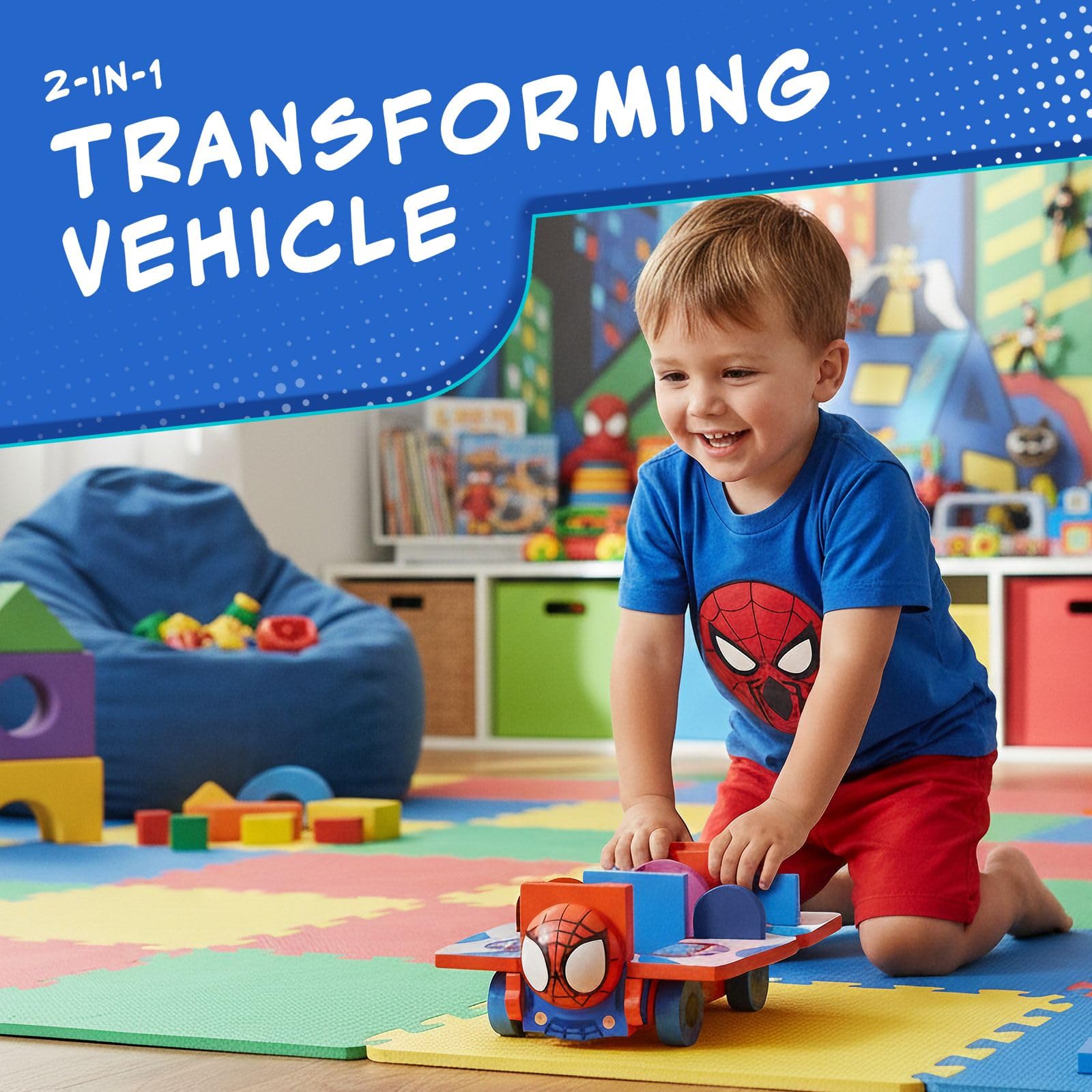 Marvel Spidey and His Amazing Friends Transforming Vehicle Playset - 17 Pieces | Ages 3+ 4