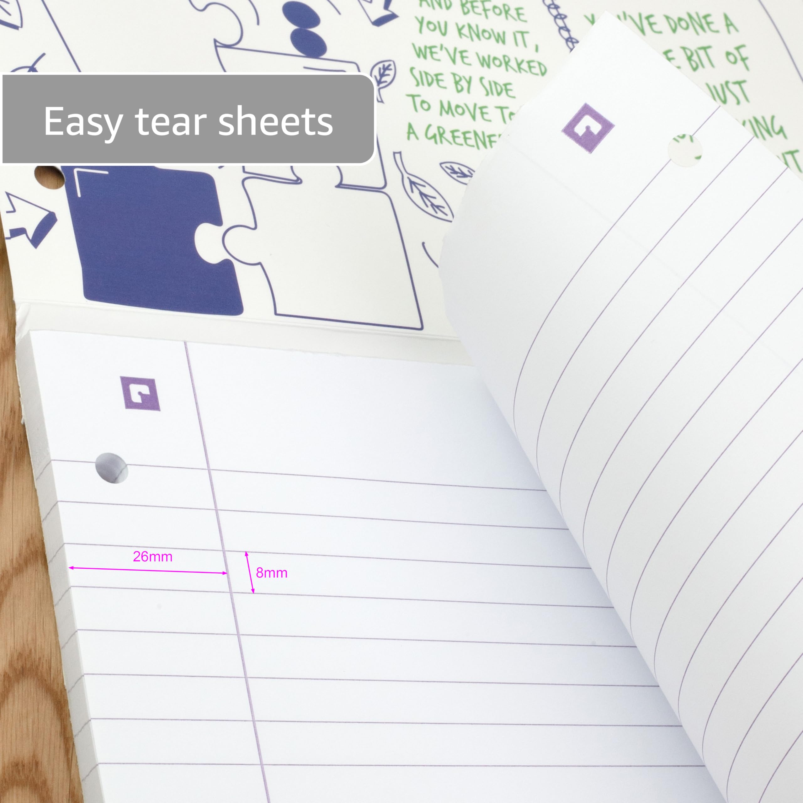 Oxford Campus A4 Lined Refill Pad - 140 Pages, Pastel Colours, 8mm Ruled with Margin | Pack of 3 4