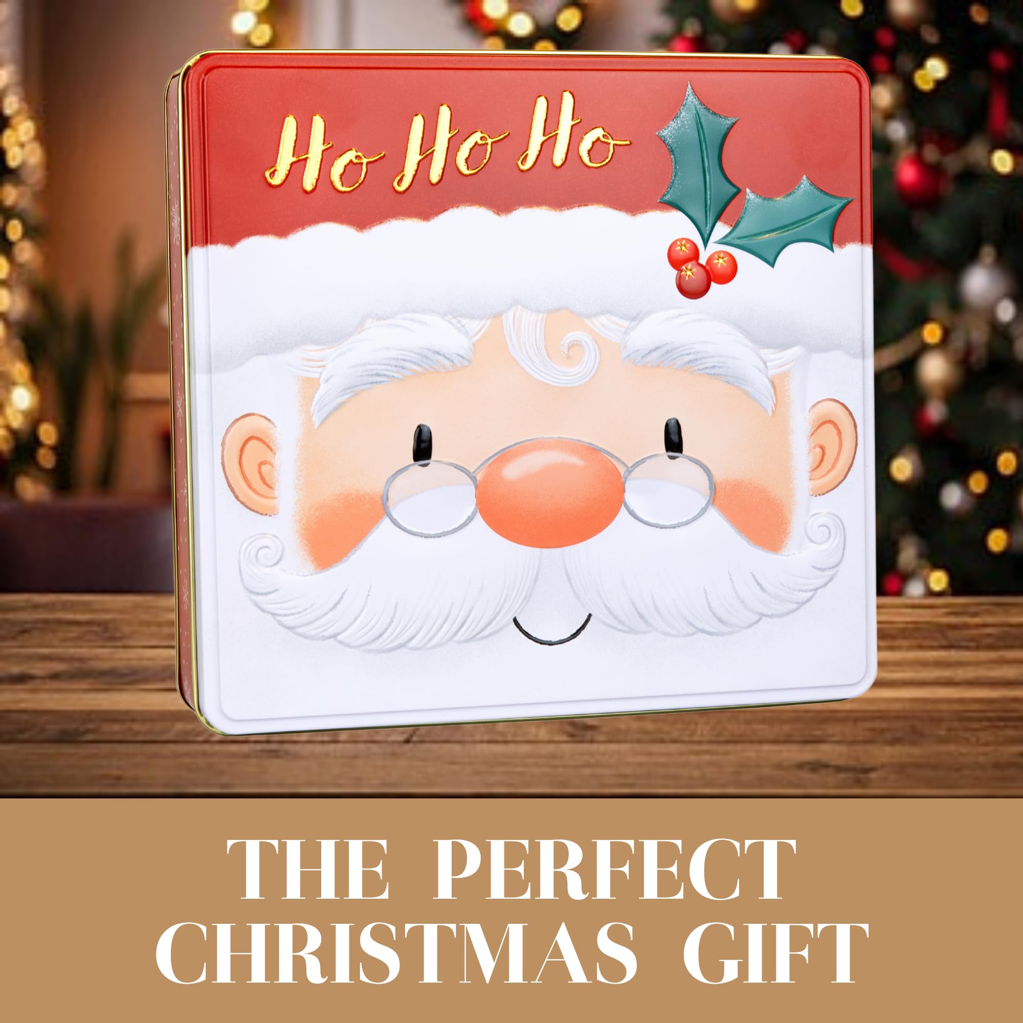 The Silver Crane Co. Santa Belgian Biscuits Square Tin - Christmas Chocolate Biscuit Gift Set 11