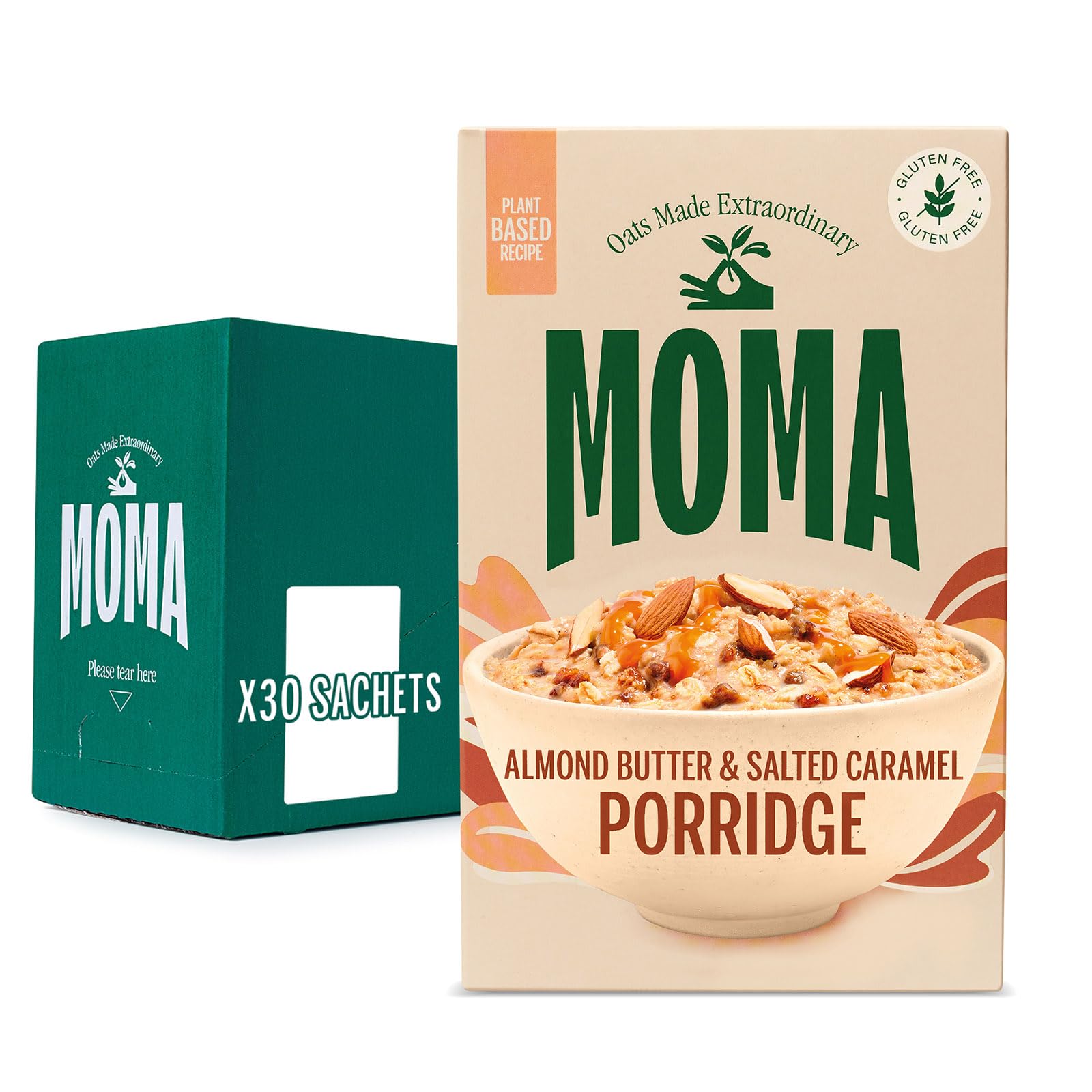 MOMA Almond Butter & Salted Caramel Porridge Sachets - 30 x 40g - Made with British Oats 1