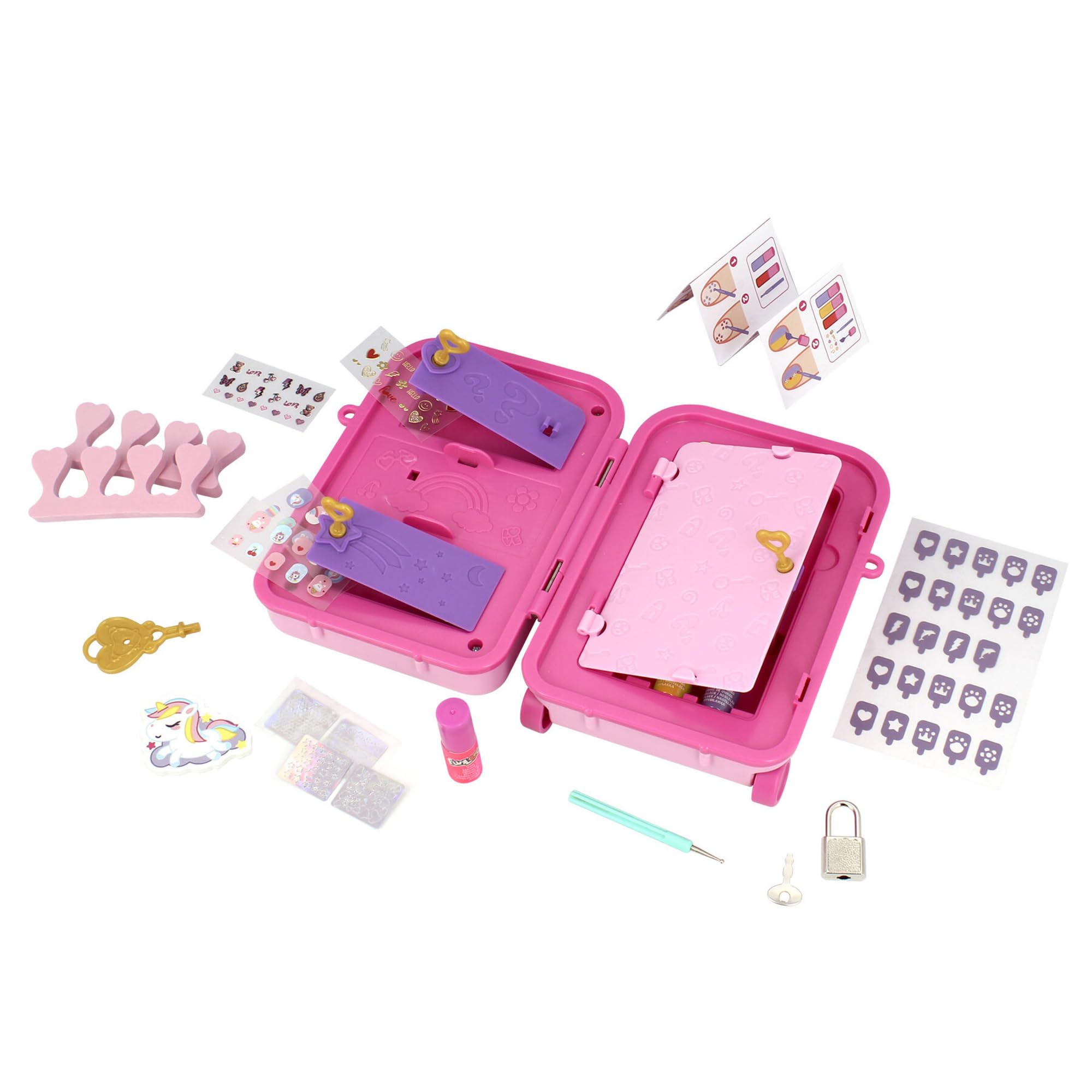 FUNLOCKETS Secret Nails Suitcase Studio - Kids Nail Art Set with 20+ Surprises, Ages 6+ 4
