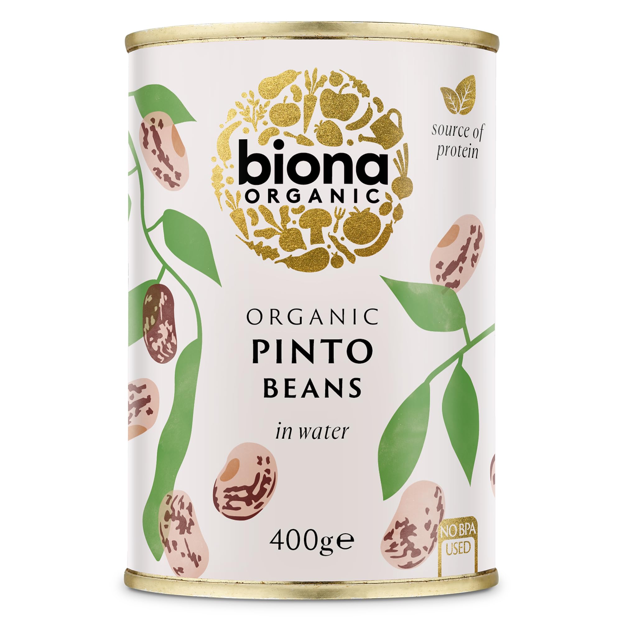 Biona Organic Pinto Beans - Good Source of Protein & Iron | 400g Tin | Vegan Friendly
