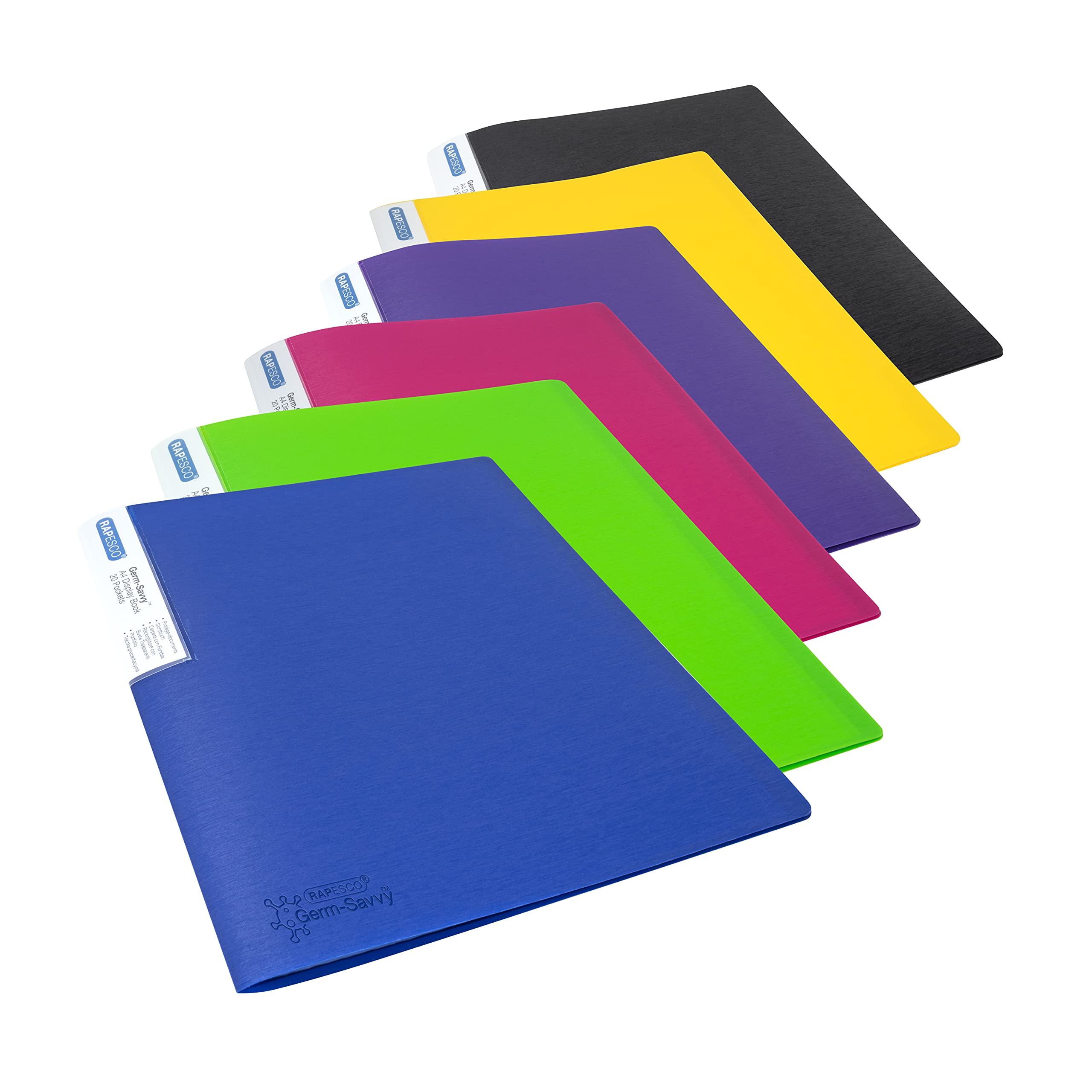 RAPESCO Presentation Folder - 20 Pockets | A4 Size | Blue Polypropylene with Antibacterial Protection 6
