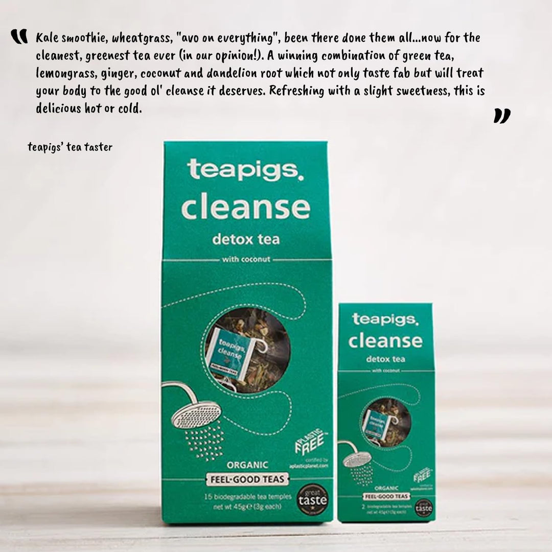 teapigs Cleanse Detox Tea, 15-Count - Organic Herbal Tea with Lemongrass, Ginger & Coconut