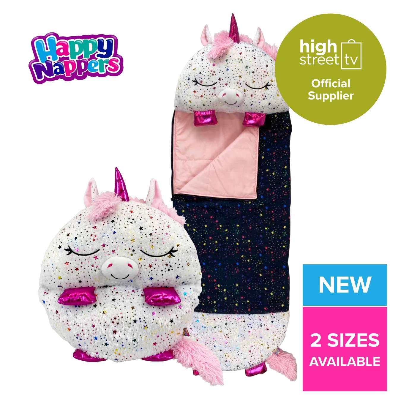 Happy Nappers Shimmer Unicorn Slumber Bag - 2-in-1 Plush Toy & Sleeping Bag | Ages 7+