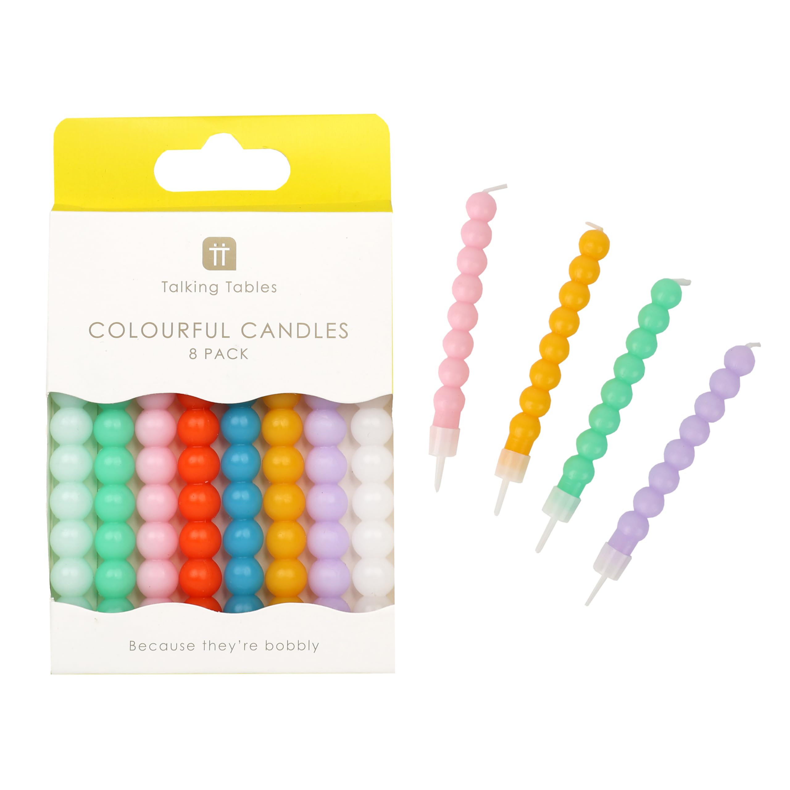 Talking Tables 8 x Bobble Birthday Candles - Colourful Pastel Cake Toppers | 8cm Tall 3