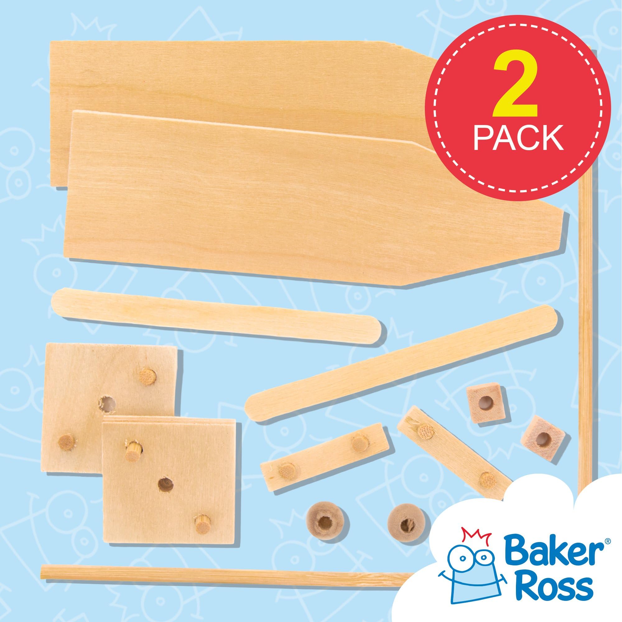 Baker Ross Wooden Sailboat Kits - Pack of 2 | Craft Kit | Plywood 2