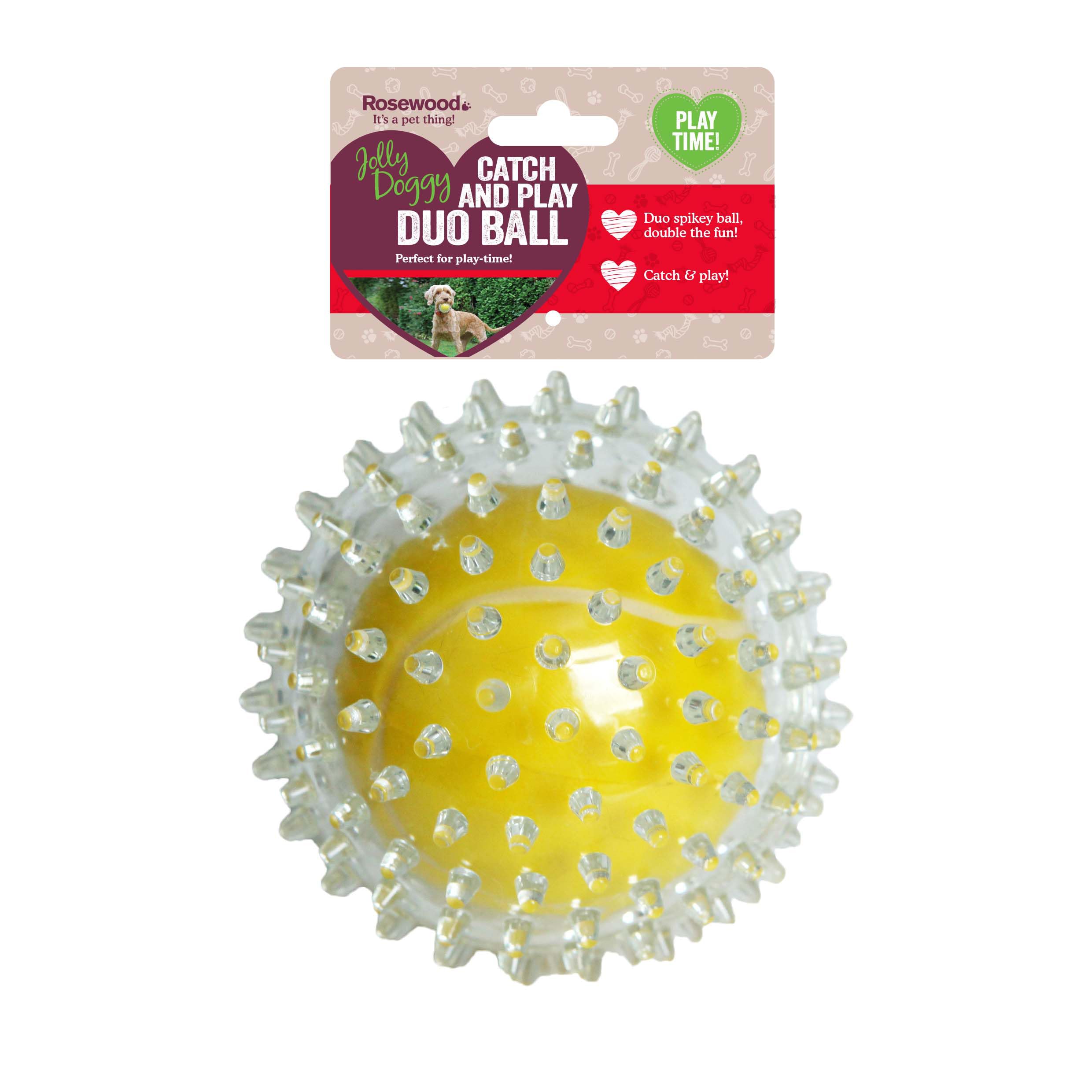 Rosewood Jolly Doggy Catch and Play Tennis Ball - High Bounce Fetch Toy | Yellow/Clear | One Size 1