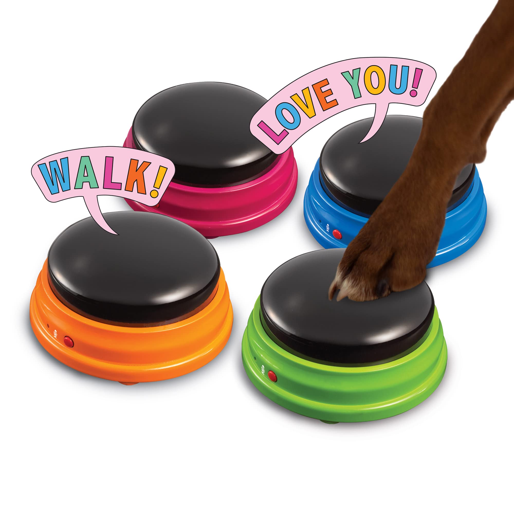 Hunger for Words Talking Pet Starter Set - 4 Recordable Buttons for Dogs | Speech Therapist Developed 8