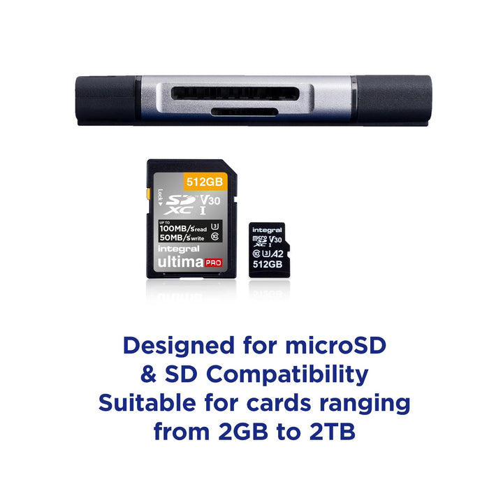 Integral Dual USB 3.0 & USB C microSD/SD Card Reader - INCRUSB3.2ACSDMSDR