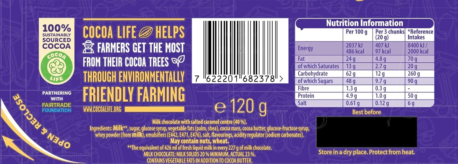 Cadbury Dairy Milk Salted Caramel Chocolate Bar with Daim Crunch, 120g 6