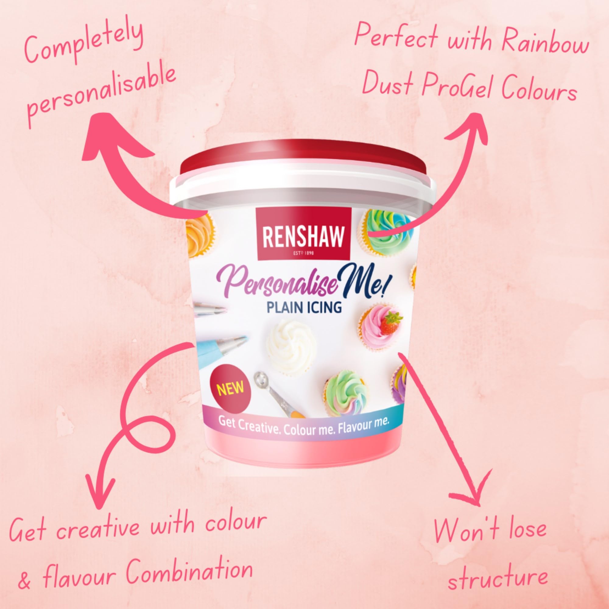 Renshaw Vegan Buttercream Style Soft Icing - Unflavoured | 400g Tub 2