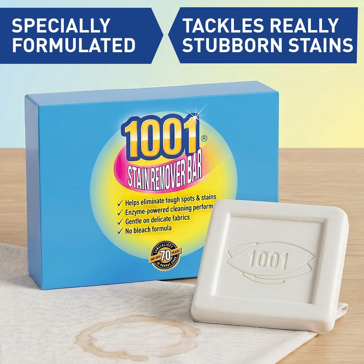1001 Stain Remover Bar - Direct-to-Stain Action, Enzyme-Powered, Odour Eliminating | 100g