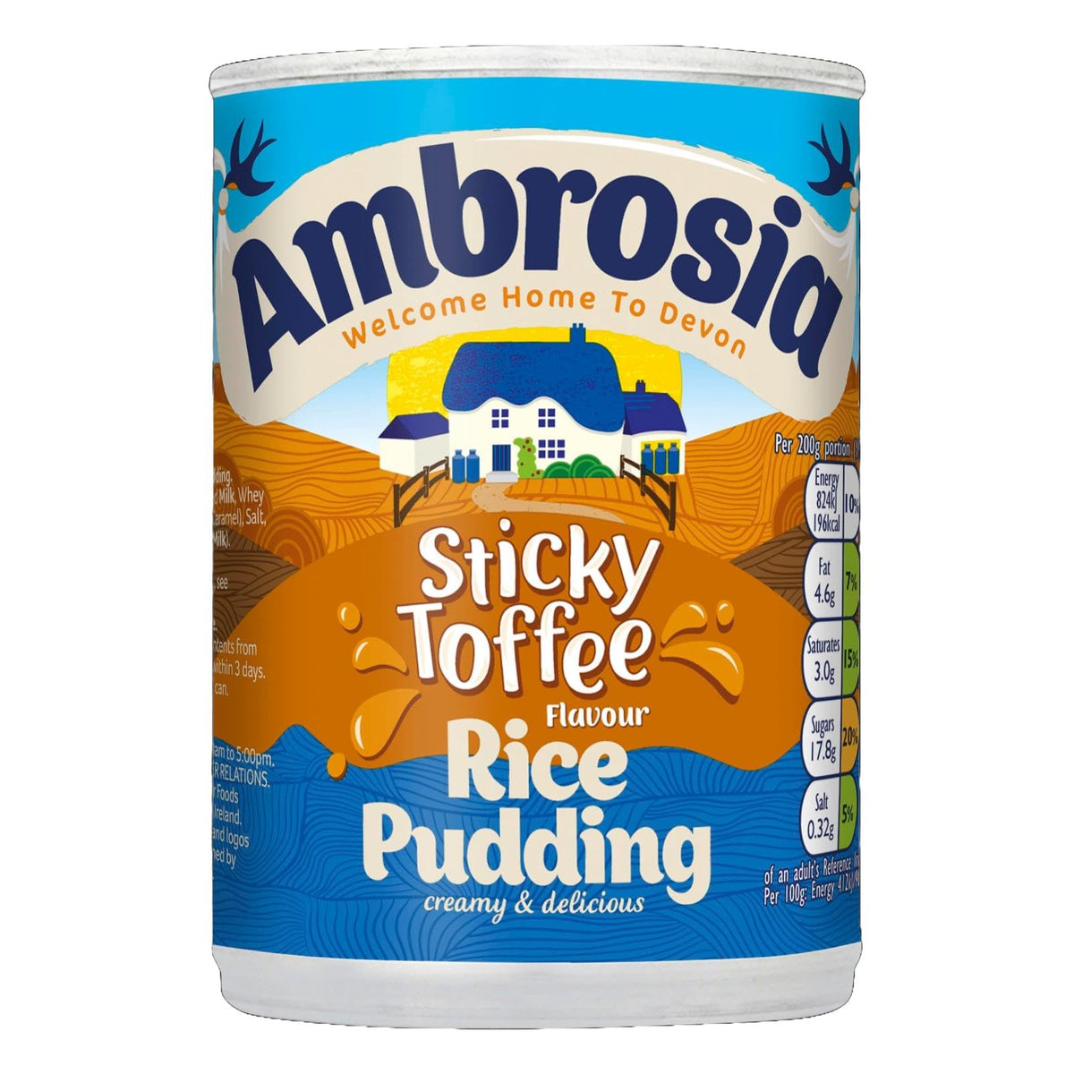 Ambrosia Sticky Toffee Rice Pudding - 400 g, 12 Cans