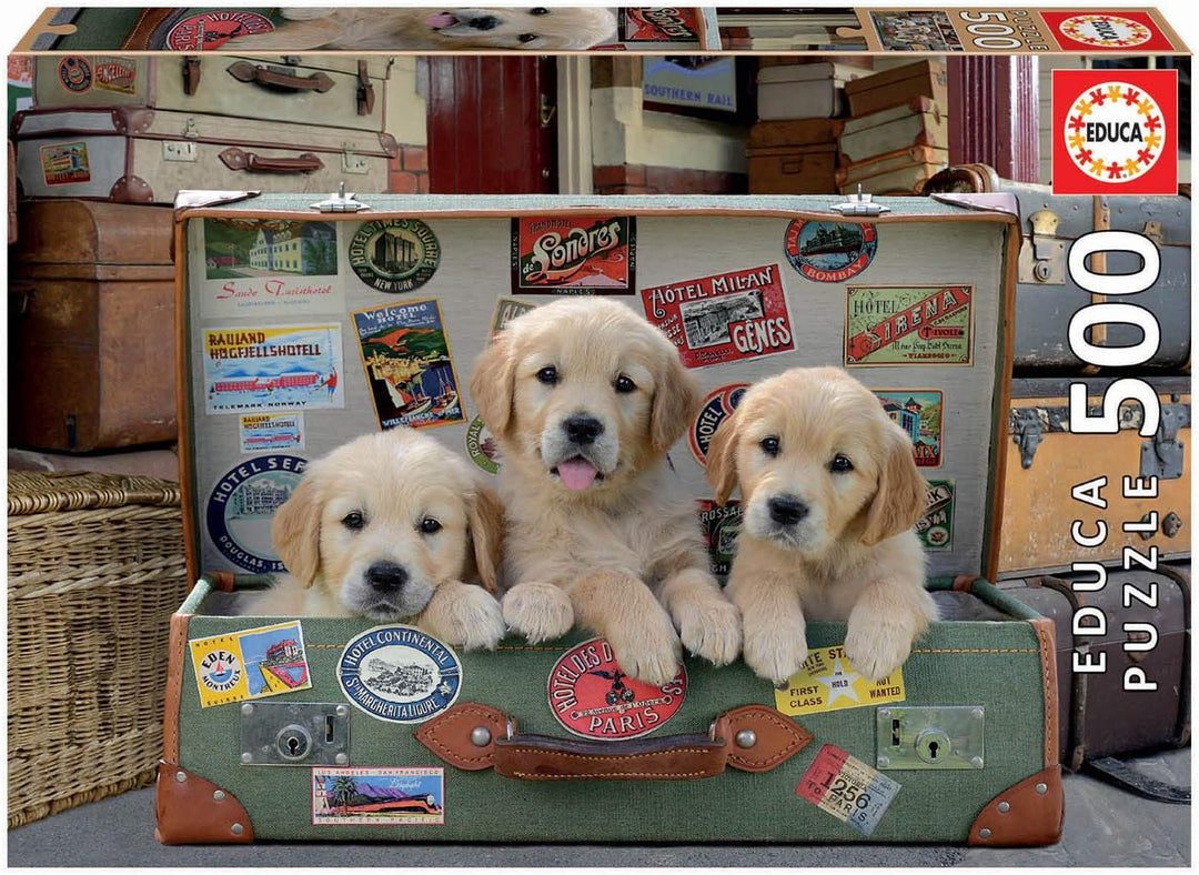 Educa Puppies in Luggage 500-Piece Jigsaw Puzzle (17645)