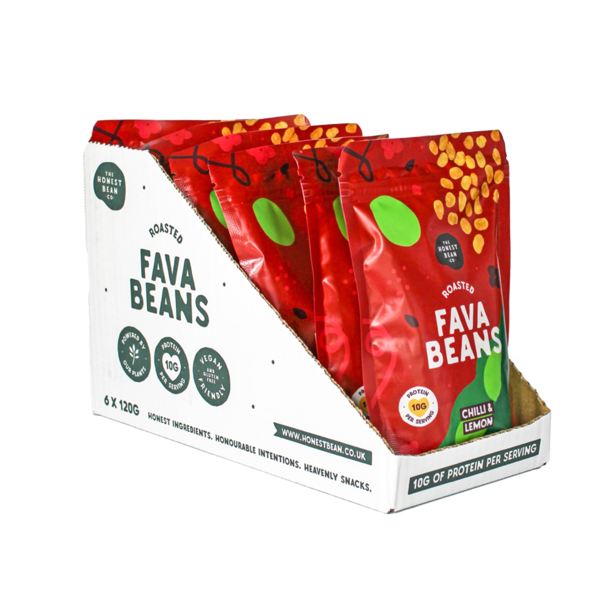 The Honest Bean Co Roasted Fava Bean Chilli & Lemon - High Protein, Vegan Snack, 120g 3