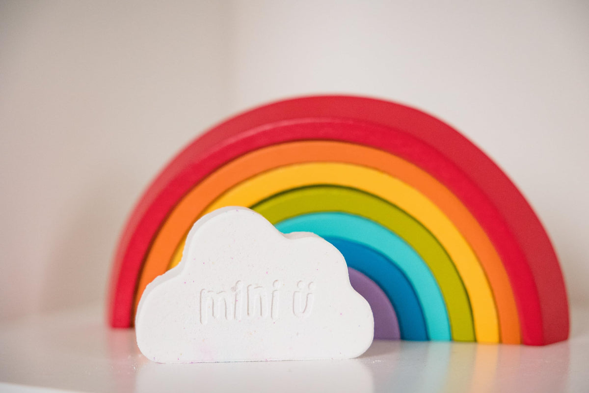 Mini-U Cloud Bath Bombs for Kids - Rainbow Trail, Cherry Blossom, 3 Pack