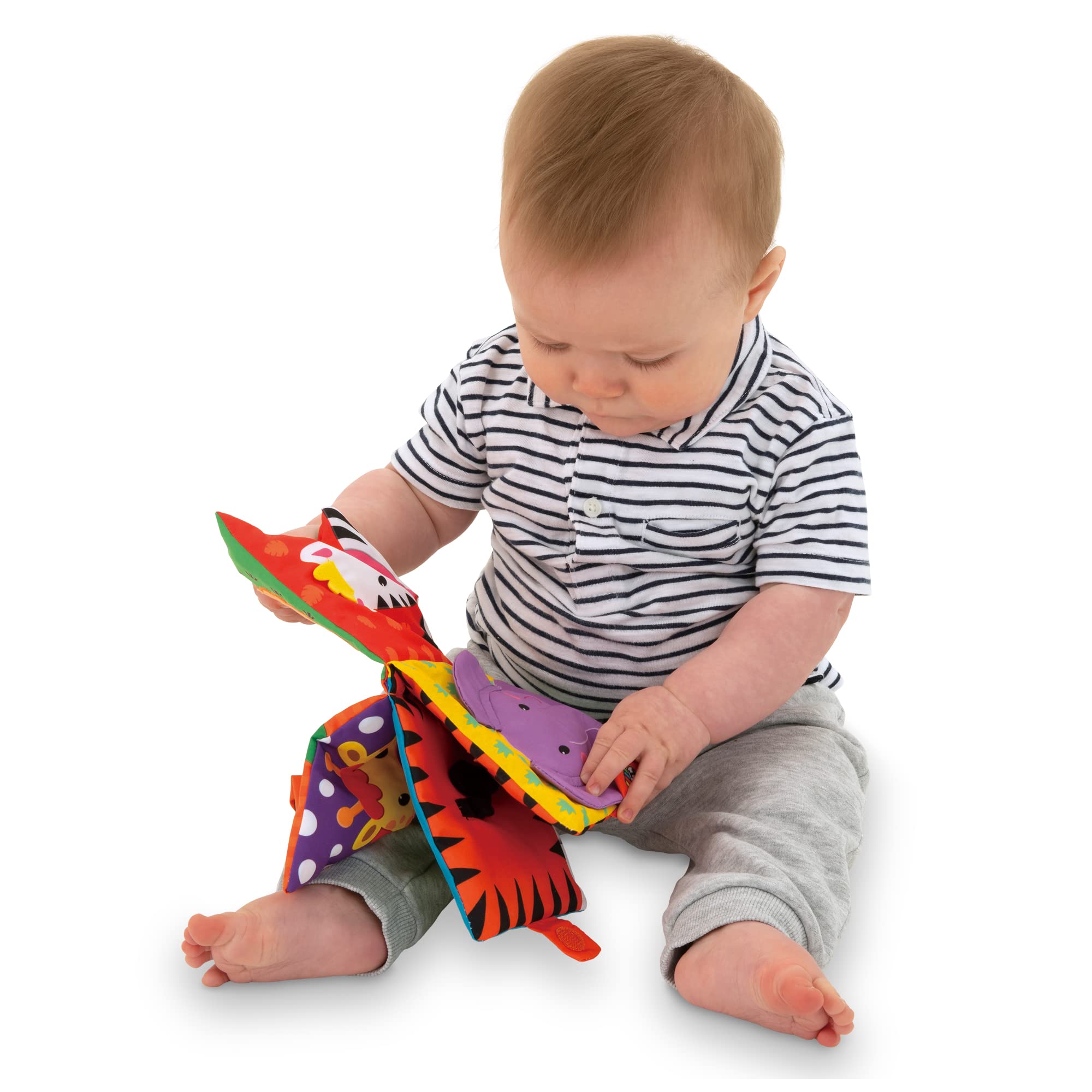 Galt Teether Soft Book - Jungle - 8-Page Crinkle Fabric Book with Squeaky Animal & Teether, Ages 0+ 7