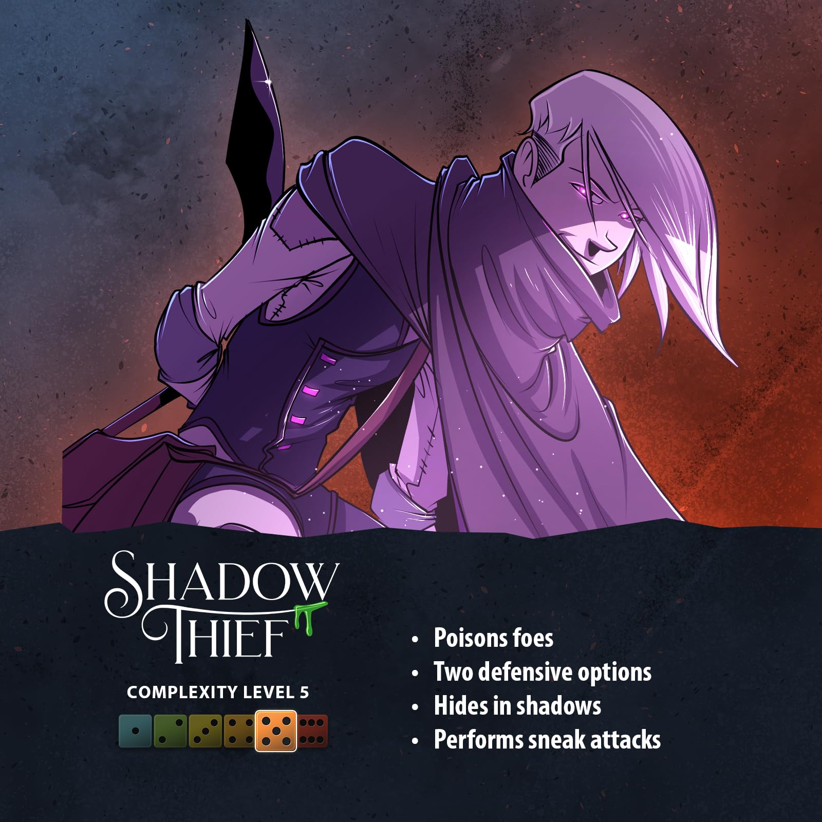 Dice Throne Shadow Thief Hero Pack - Stealth & Poison Playstyle | 2-4 Players | Ages 8+ 4