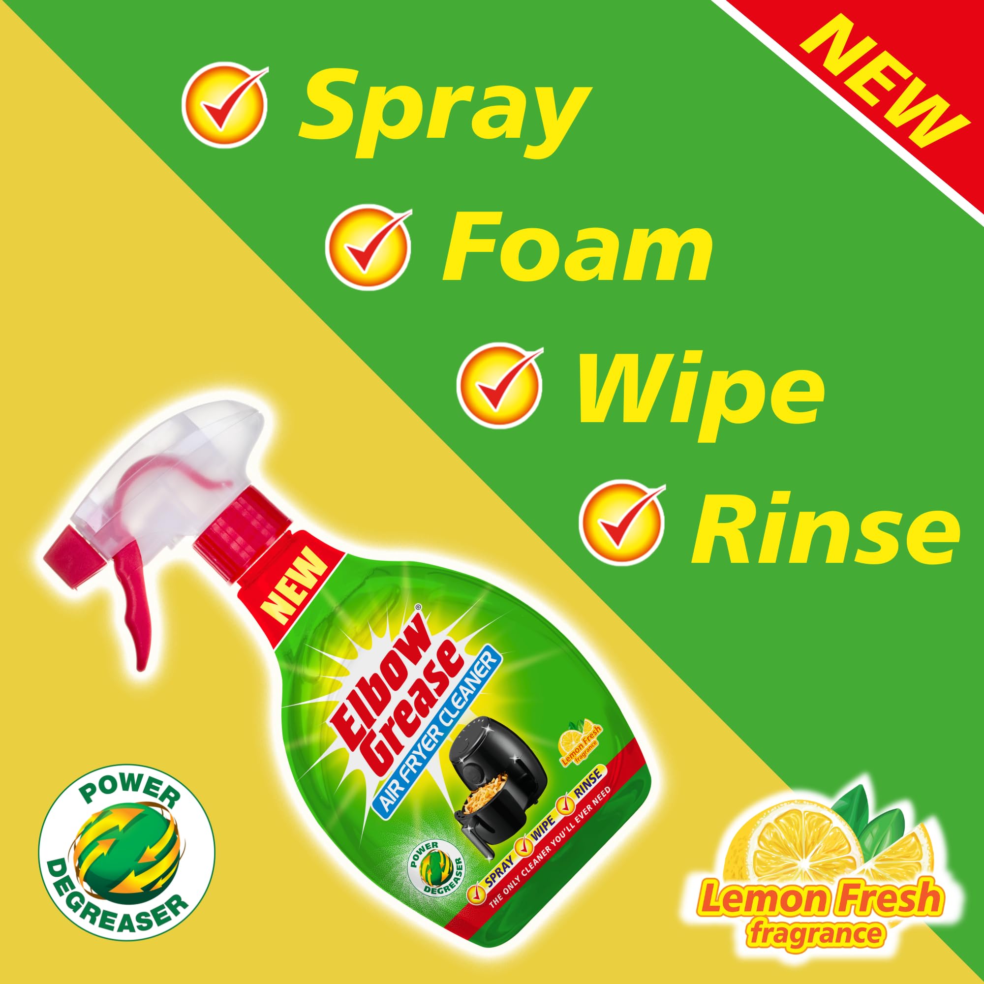 Elbow Grease Air Fryer Cleaner Spray - Cuts Grease & Grime | Lemon Scent | 500ml 3