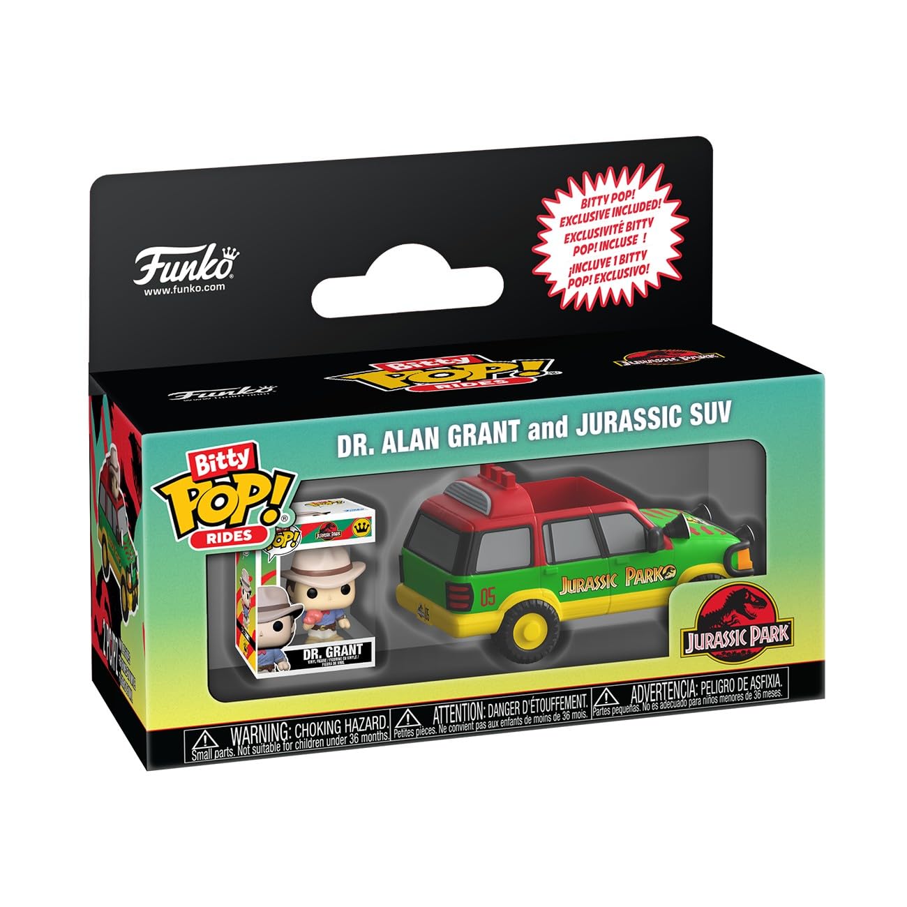 Funko Bitty POP! Ride: Jurassic Park - Jurassic SUV with Dr. Grant Collectible | Vinyl | Multicolor