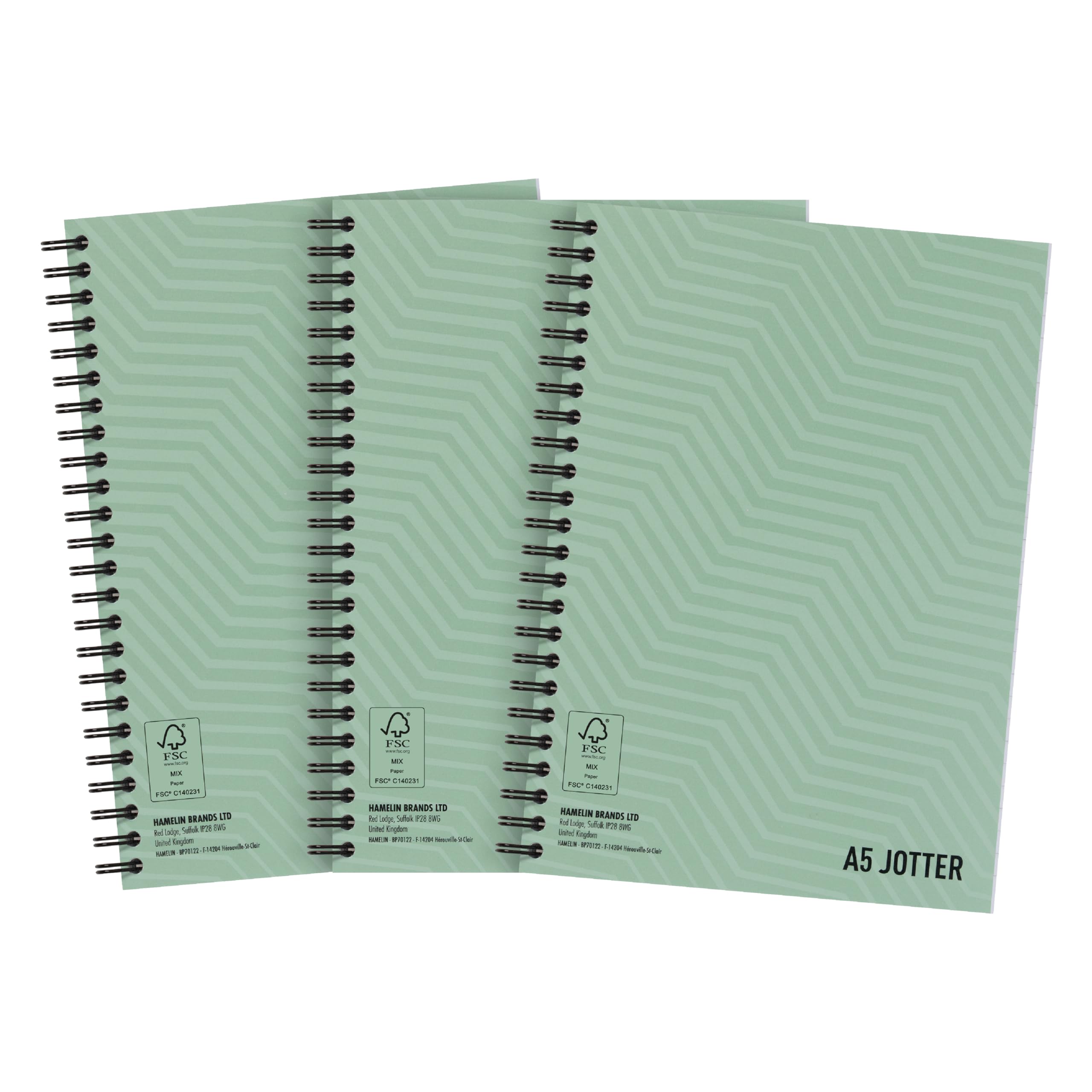 SUMMIT A5 Metallic Wirebound Notebook - 3 Pack, Ruled Pages, 70gsm Paper 1