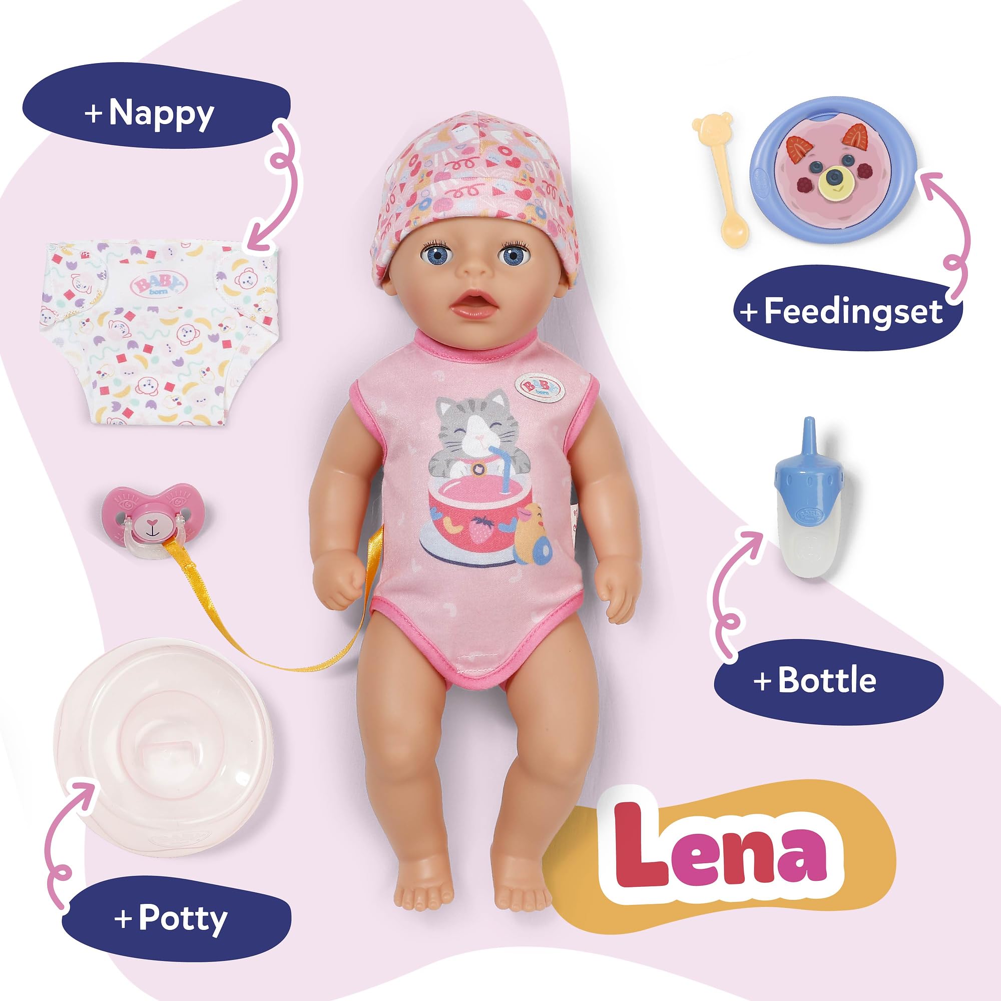 BABY born Lena Doll - 36 cm with 7 Mechanical Functions | Ages 1+ 2