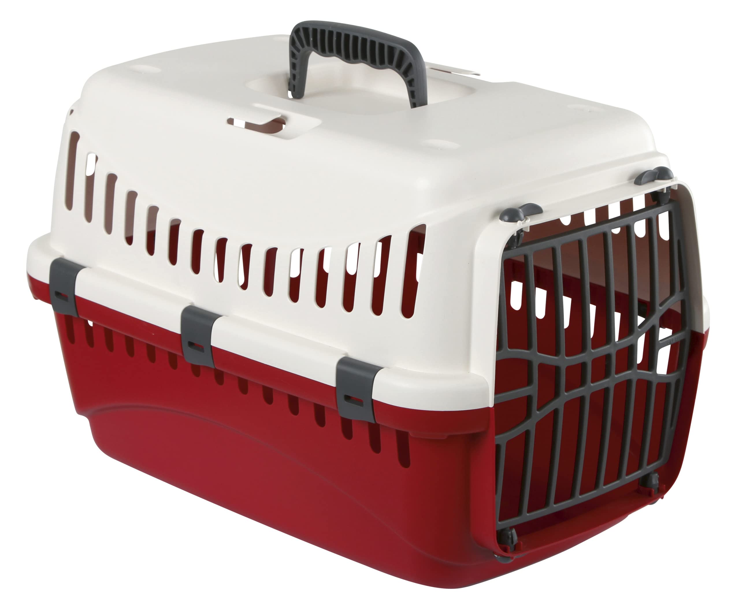 Kerbl Pet Transport Box Expedion with Plastic Door | 45 x 30 x 30 cm | Creme/ Bordeaux 1