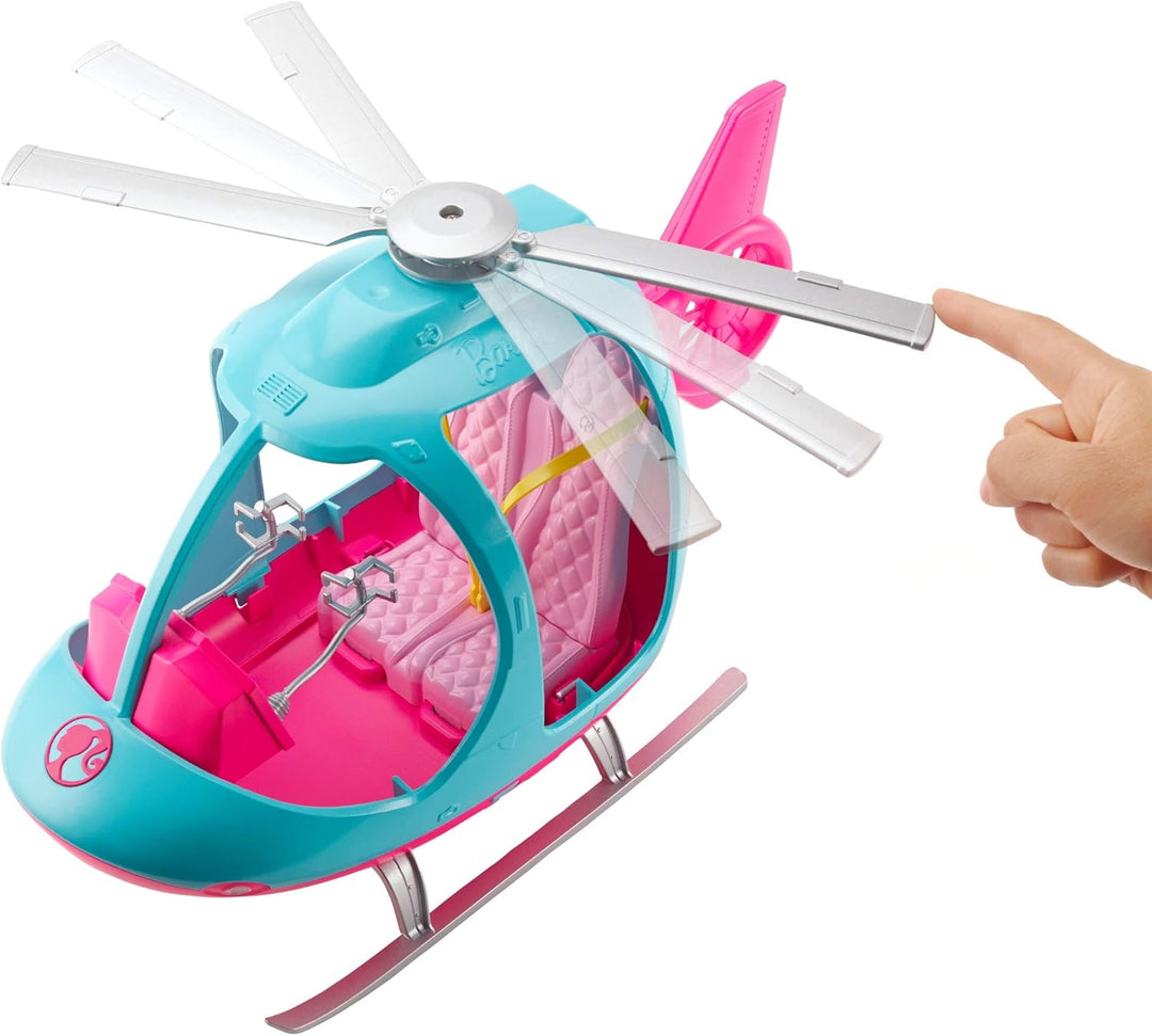 Barbie Helicopter with Spinning Rotor - Pink & Blue Toy Vehicle for Ages 3-8 (FWY29)