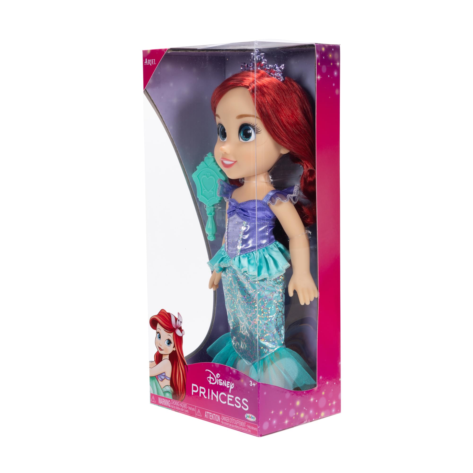 Disney Princess Ariel Doll - 14"/35cm Tall, Articulated, Platinum Holofoil Dress, Tiara, Shoes & Brush | Ages 3+ 4