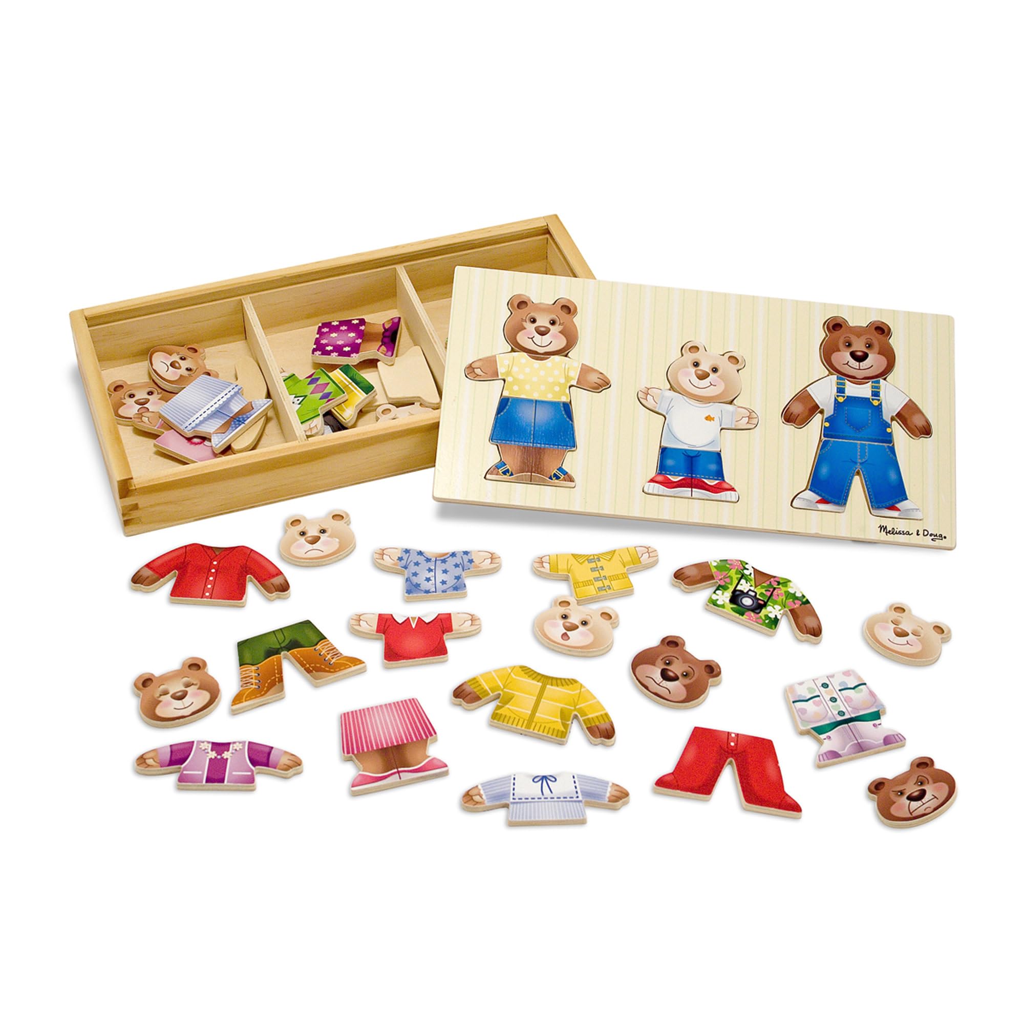 Melissa & Doug Bear Family Dress-Up Puzzle - 45 Mix-and-Match Wooden Pieces | Ages 3-6 1