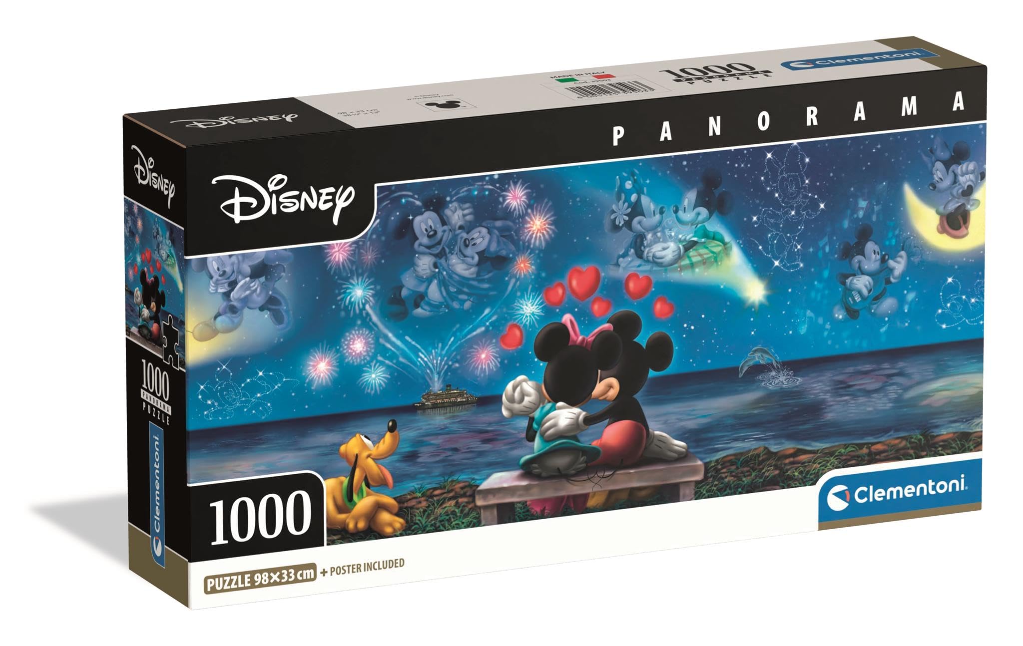 Clementoni 1000 Piece Panorama Jigsaw Puzzle Mickey & Minnie Compact Box 1
