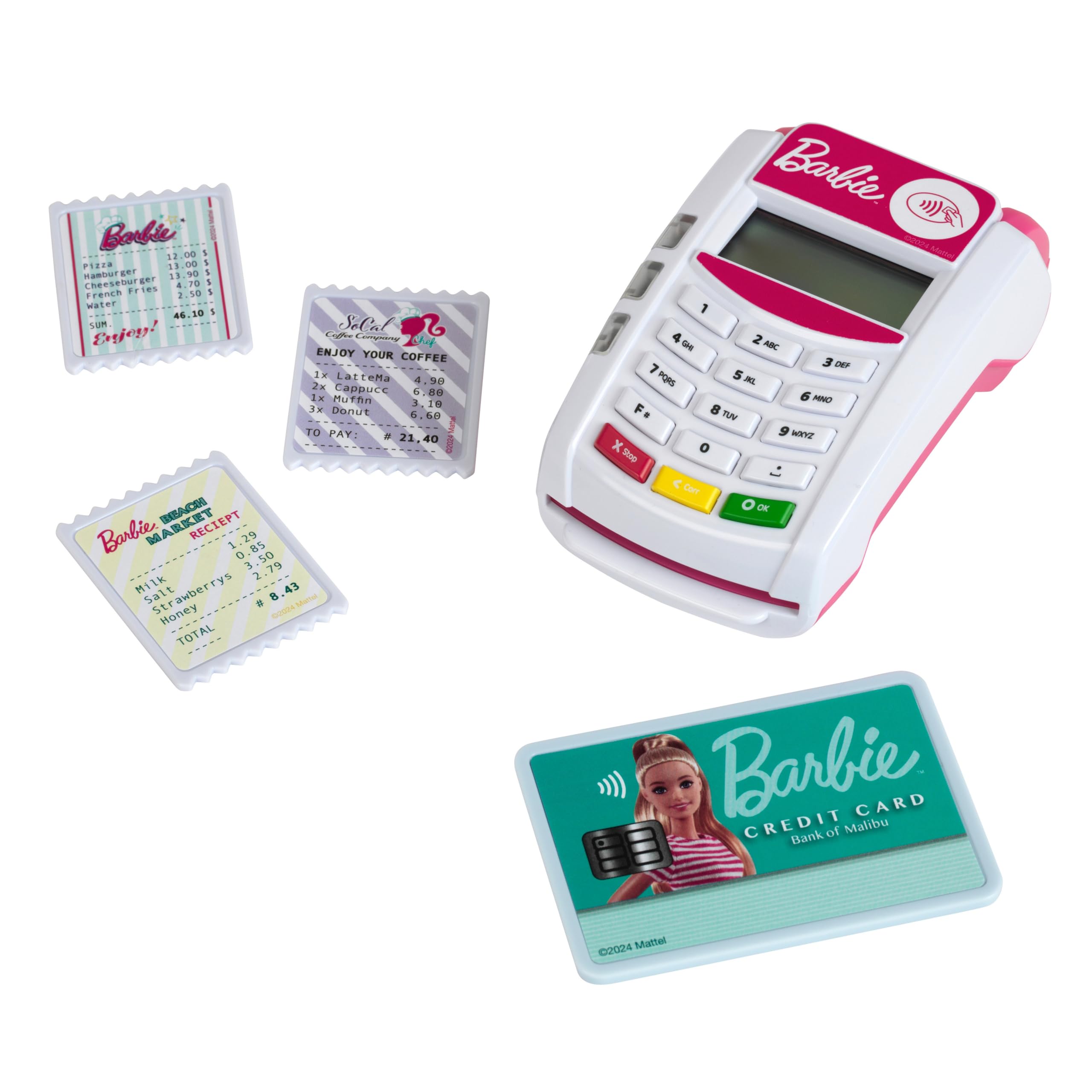 Theo Klein Barbie Payment Terminal with Light & Sound - Includes Credit Card and Receipts 1